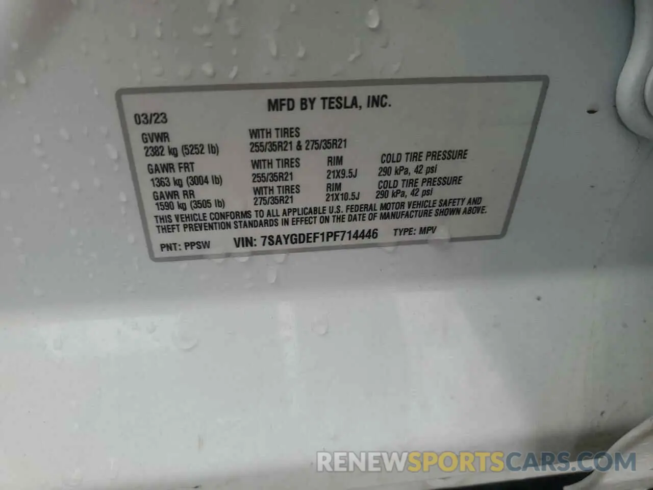 12 fotografías del automóvil dañado 7SAYGDEF1PF714446 TESLA MODEL Y 2023