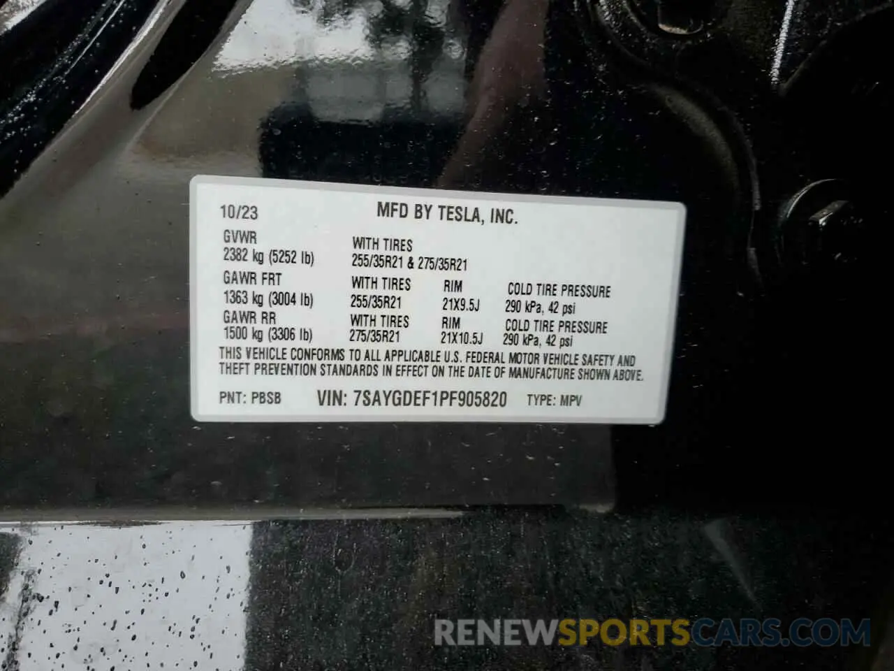 16 fotografías del automóvil dañado 7SAYGDEF1PF905820 TESLA MODEL Y 2023