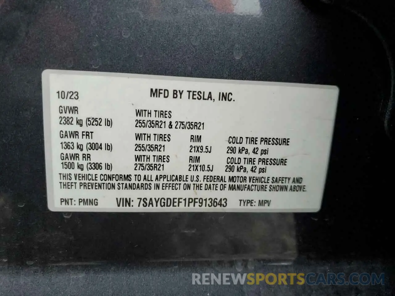 12 fotografías del automóvil dañado 7SAYGDEF1PF913643 TESLA MODEL Y 2023