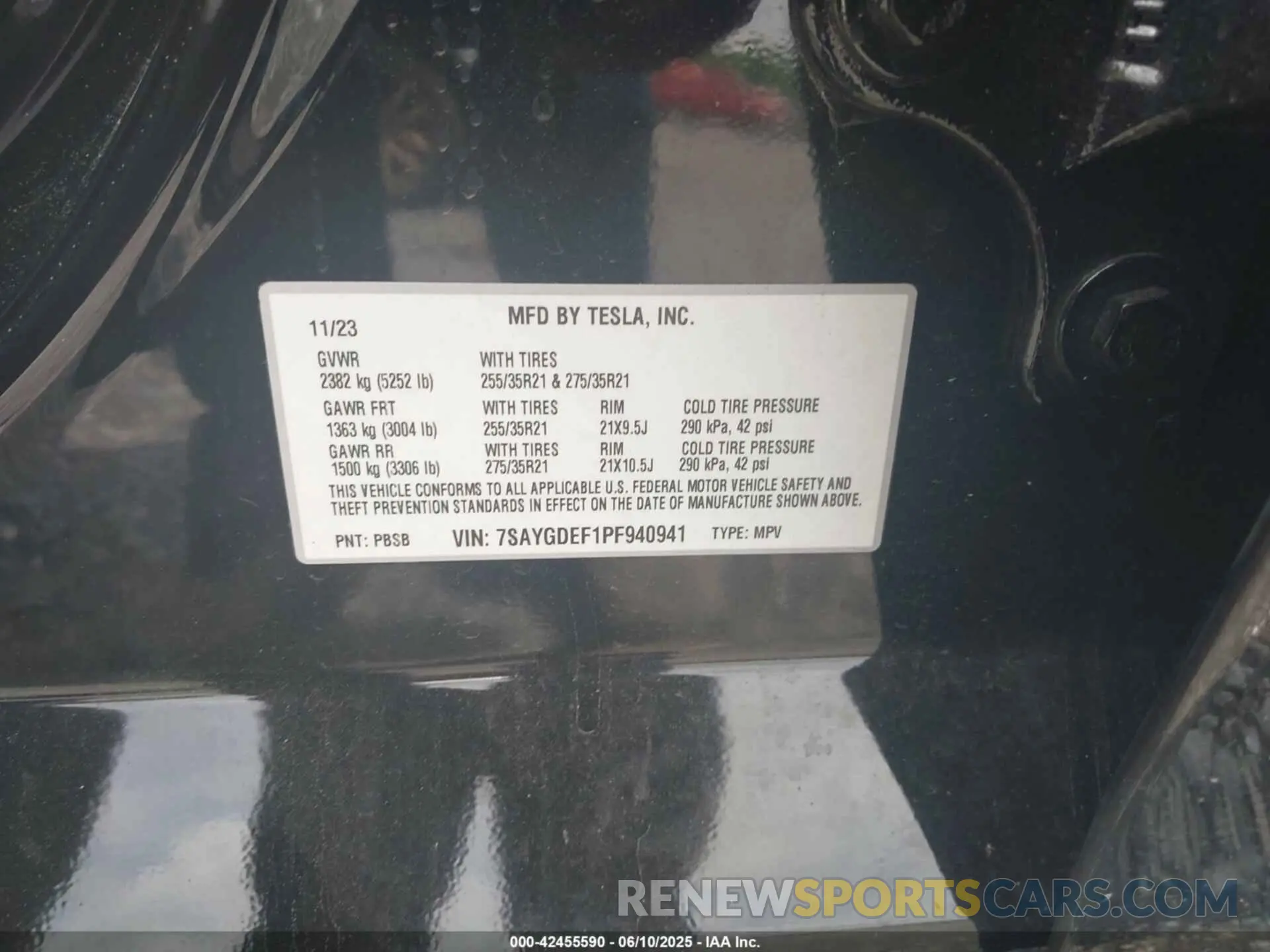 9 fotografías del automóvil dañado 7SAYGDEF1PF940941 TESLA MODEL Y 2023