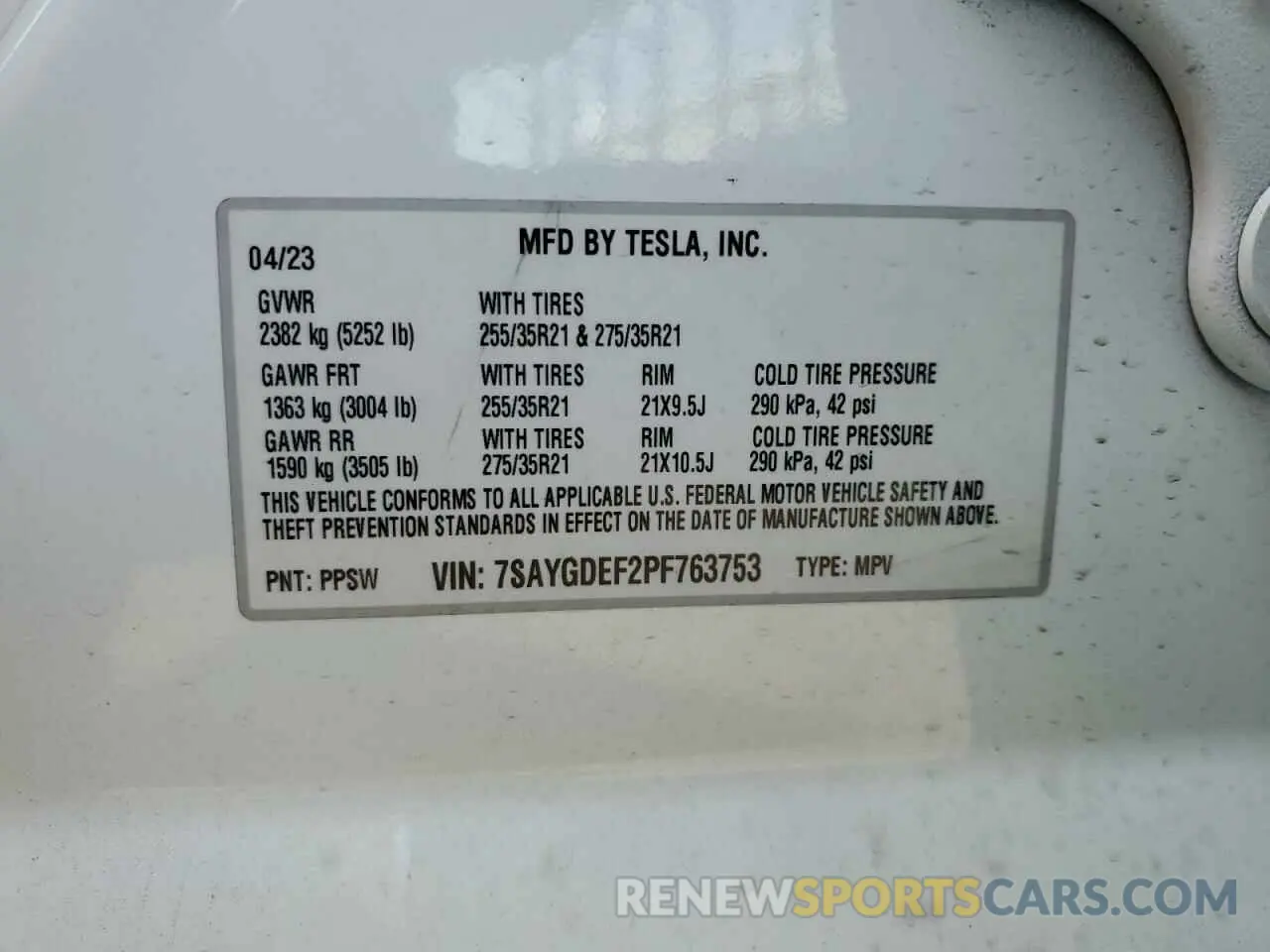 12 fotografías del automóvil dañado 7SAYGDEF2PF763753 TESLA MODEL Y 2023