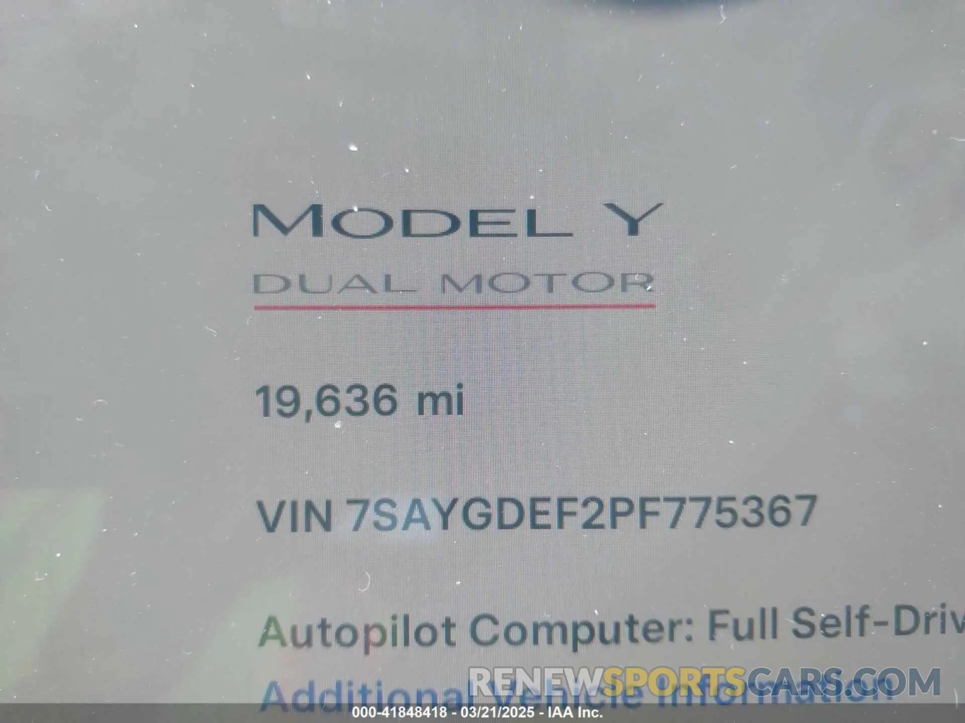 14 fotografías del automóvil dañado 7SAYGDEF2PF775367 TESLA MODEL Y 2023