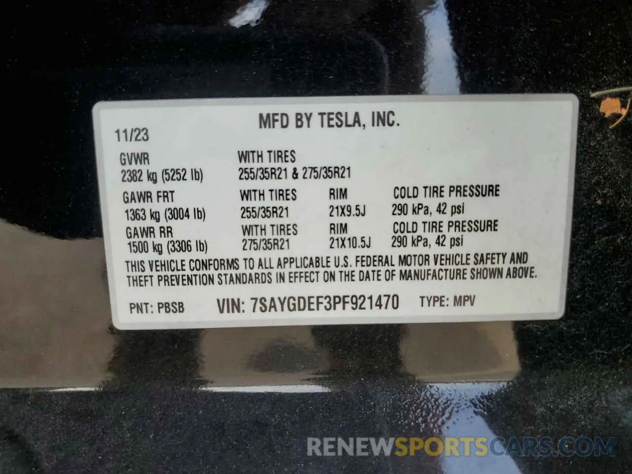12 fotografías del automóvil dañado 7SAYGDEF3PF921470 TESLA MODEL Y 2023