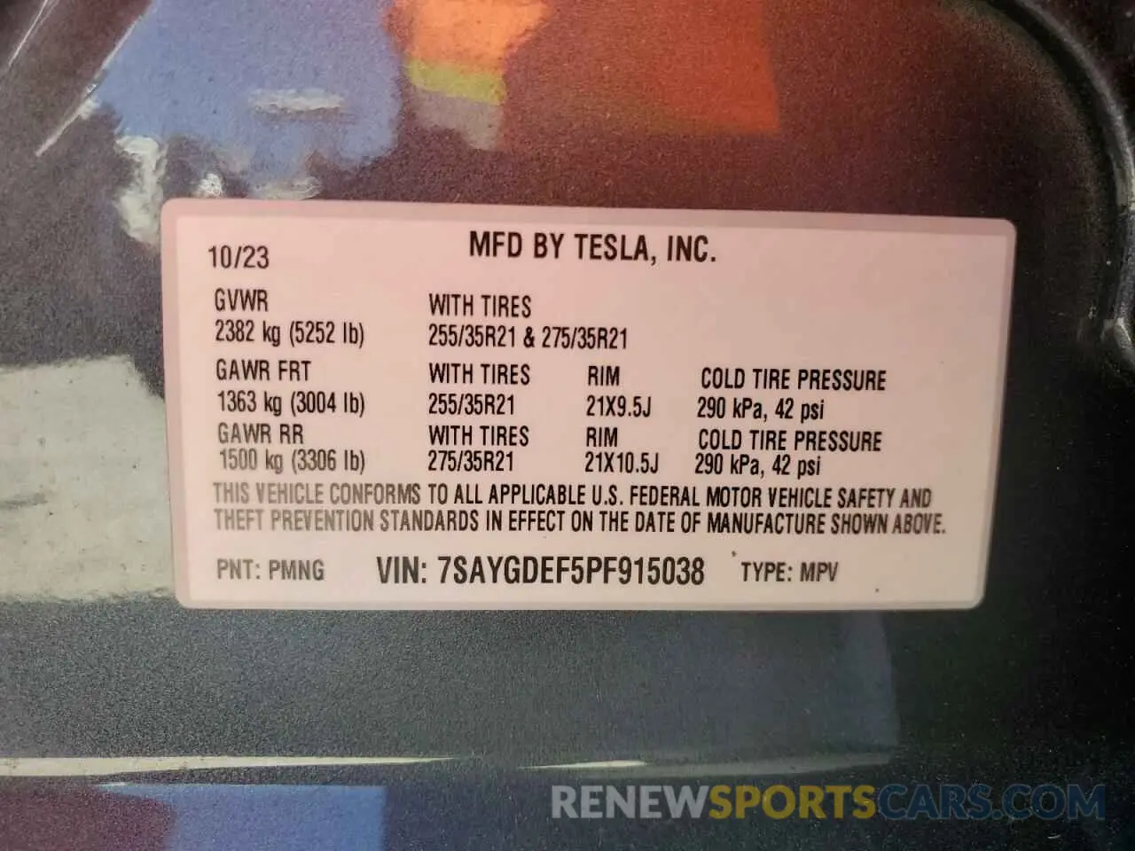 14 fotografías del automóvil dañado 7SAYGDEF5PF915038 TESLA MODEL Y 2023