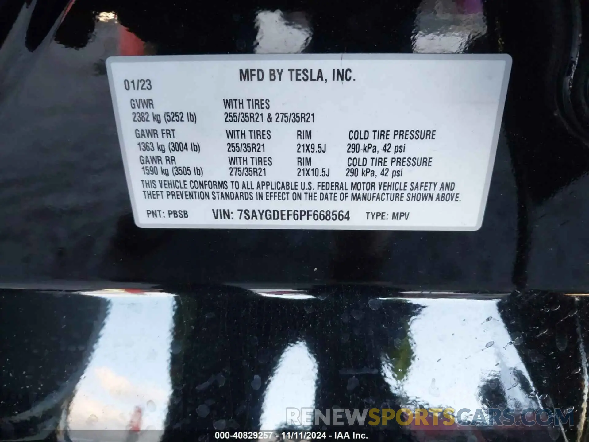 9 fotografías del automóvil dañado 7SAYGDEF6PF668564 TESLA MODEL Y 2023