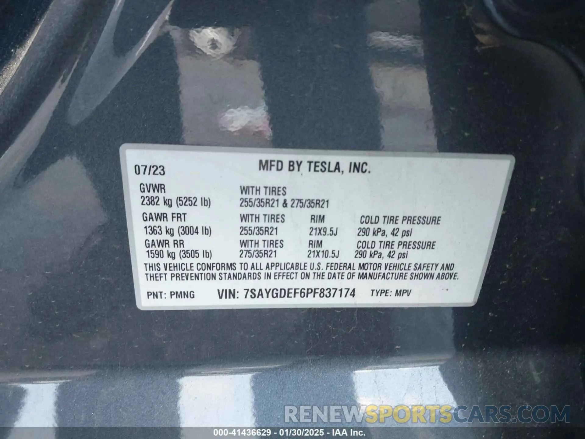 9 fotografías del automóvil dañado 7SAYGDEF6PF837174 TESLA MODEL Y 2023