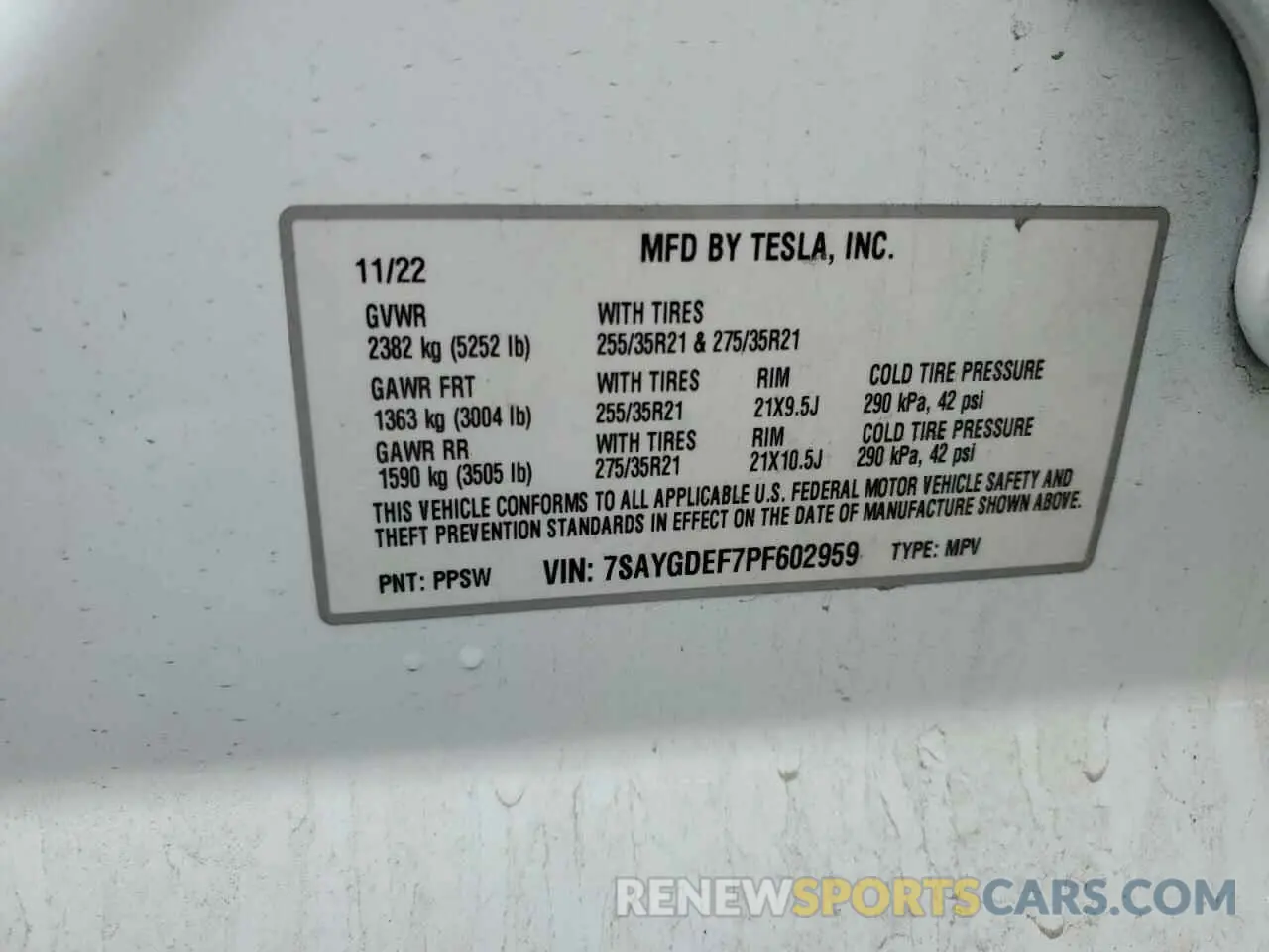 16 fotografías del automóvil dañado 7SAYGDEF7PF602959 TESLA MODEL Y 2023