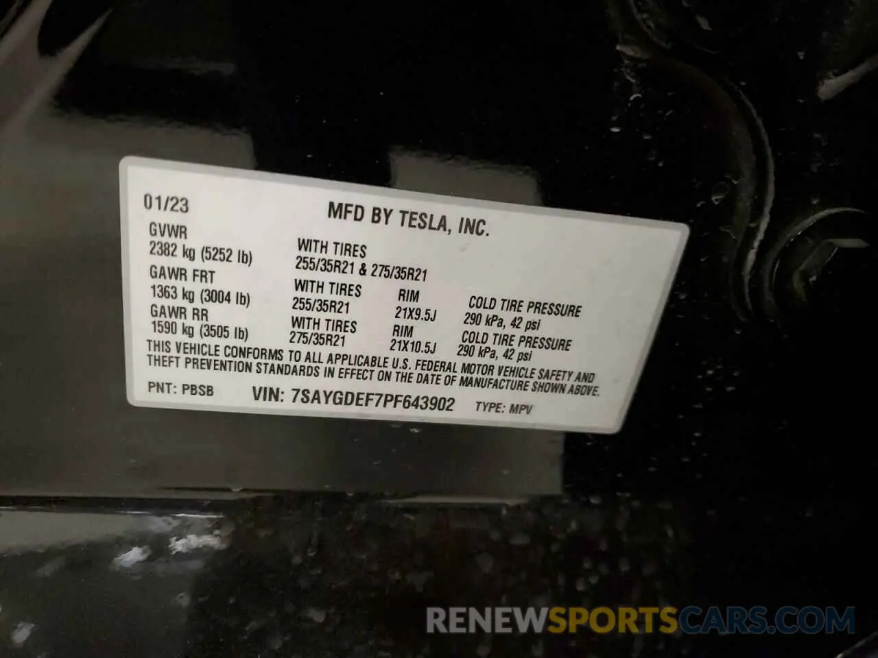 13 fotografías del automóvil dañado 7SAYGDEF7PF643902 TESLA MODEL Y 2023