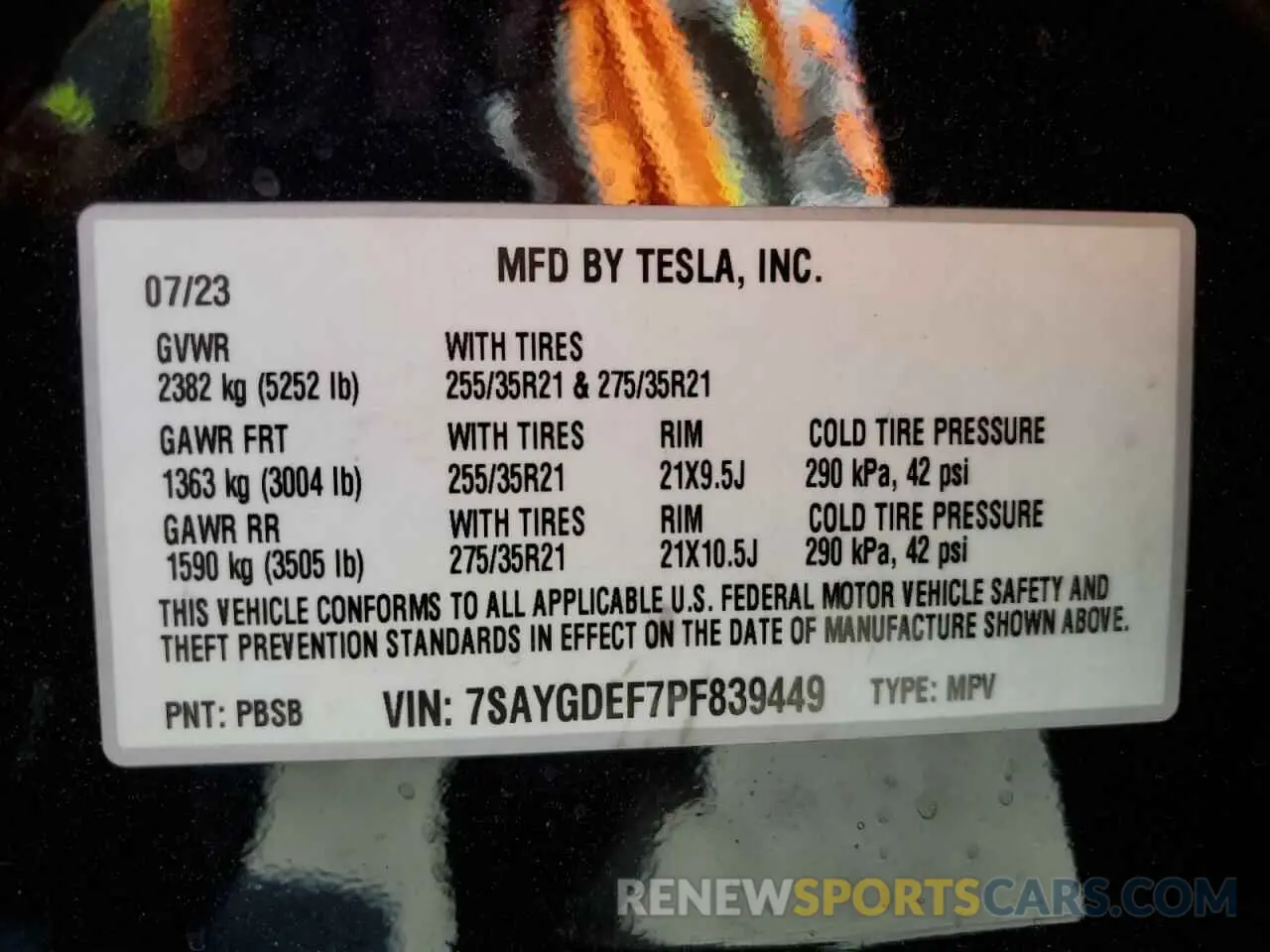 12 fotografías del automóvil dañado 7SAYGDEF7PF839449 TESLA MODEL Y 2023