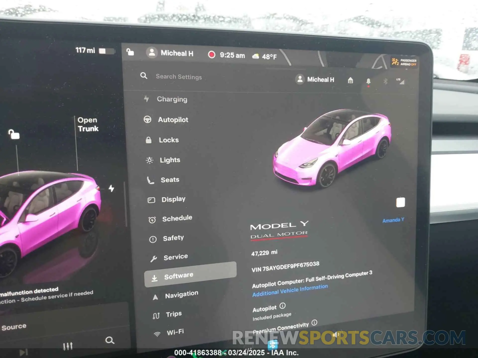 7 fotografías del automóvil dañado 7SAYGDEF9PF675038 TESLA MODEL Y 2023
