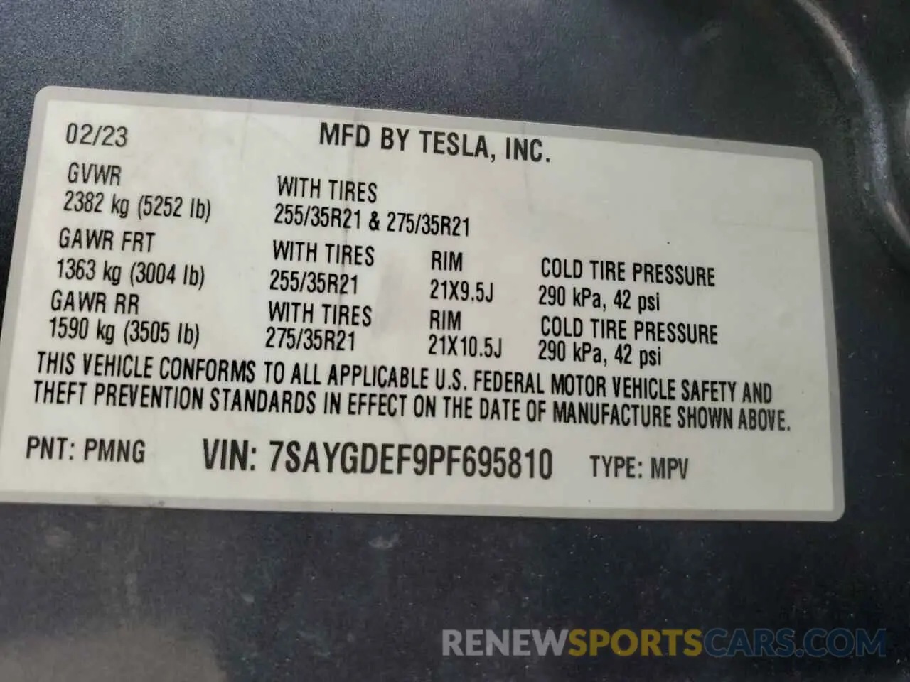 13 fotografías del automóvil dañado 7SAYGDEF9PF695810 TESLA MODEL Y 2023