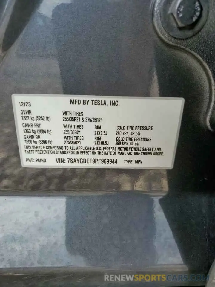 13 fotografías del automóvil dañado 7SAYGDEF9PF969944 TESLA MODEL Y 2023