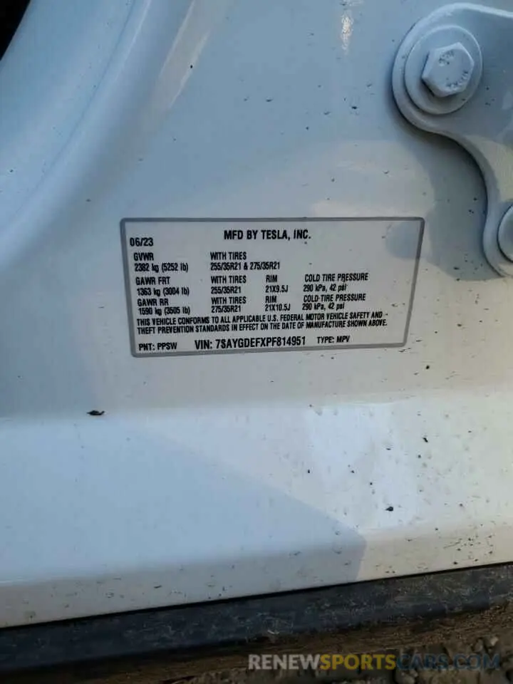 13 fotografías del automóvil dañado 7SAYGDEFXPF814951 TESLA MODEL Y 2023