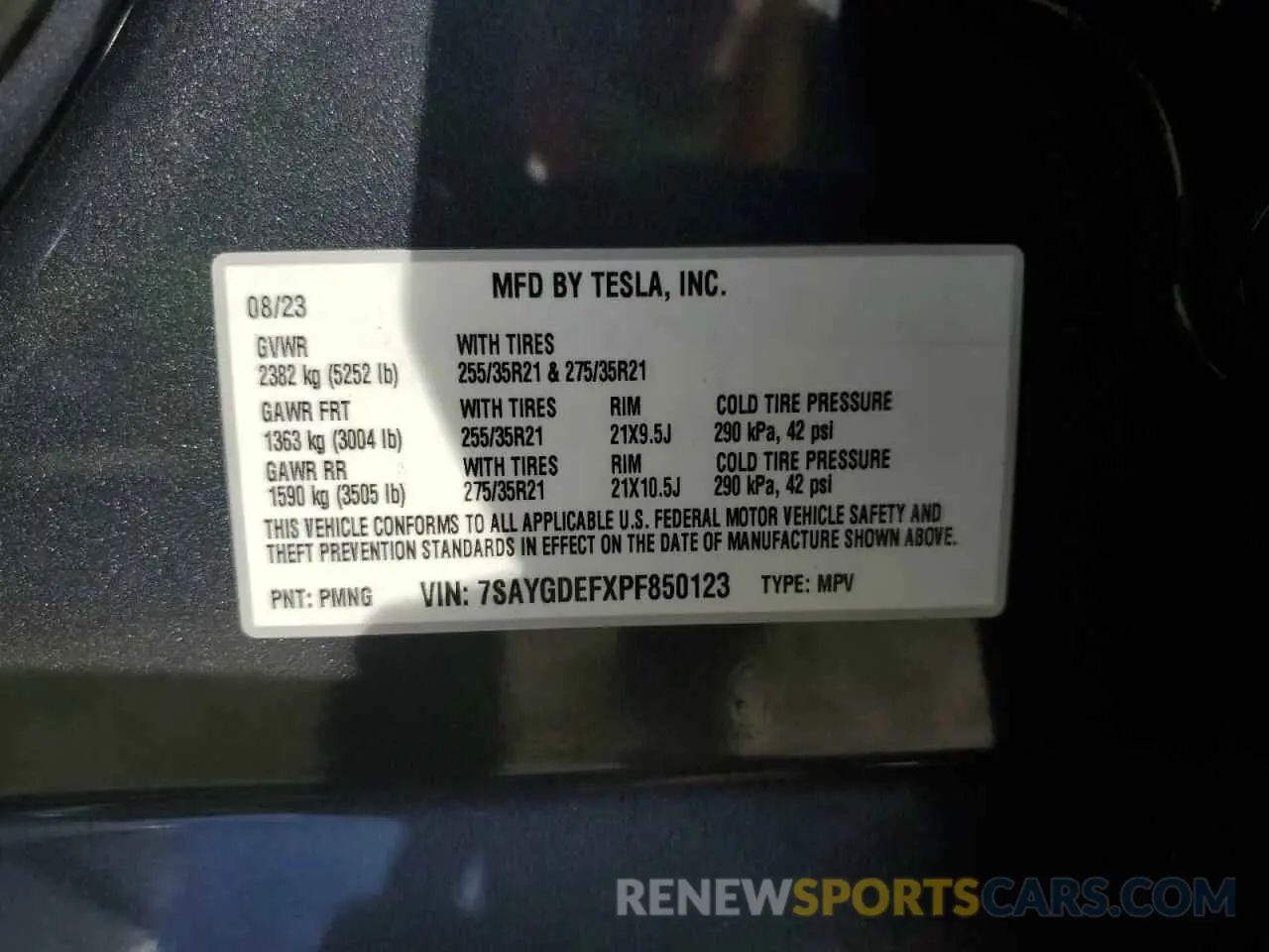 13 fotografías del automóvil dañado 7SAYGDEFXPF850123 TESLA MODEL Y 2023