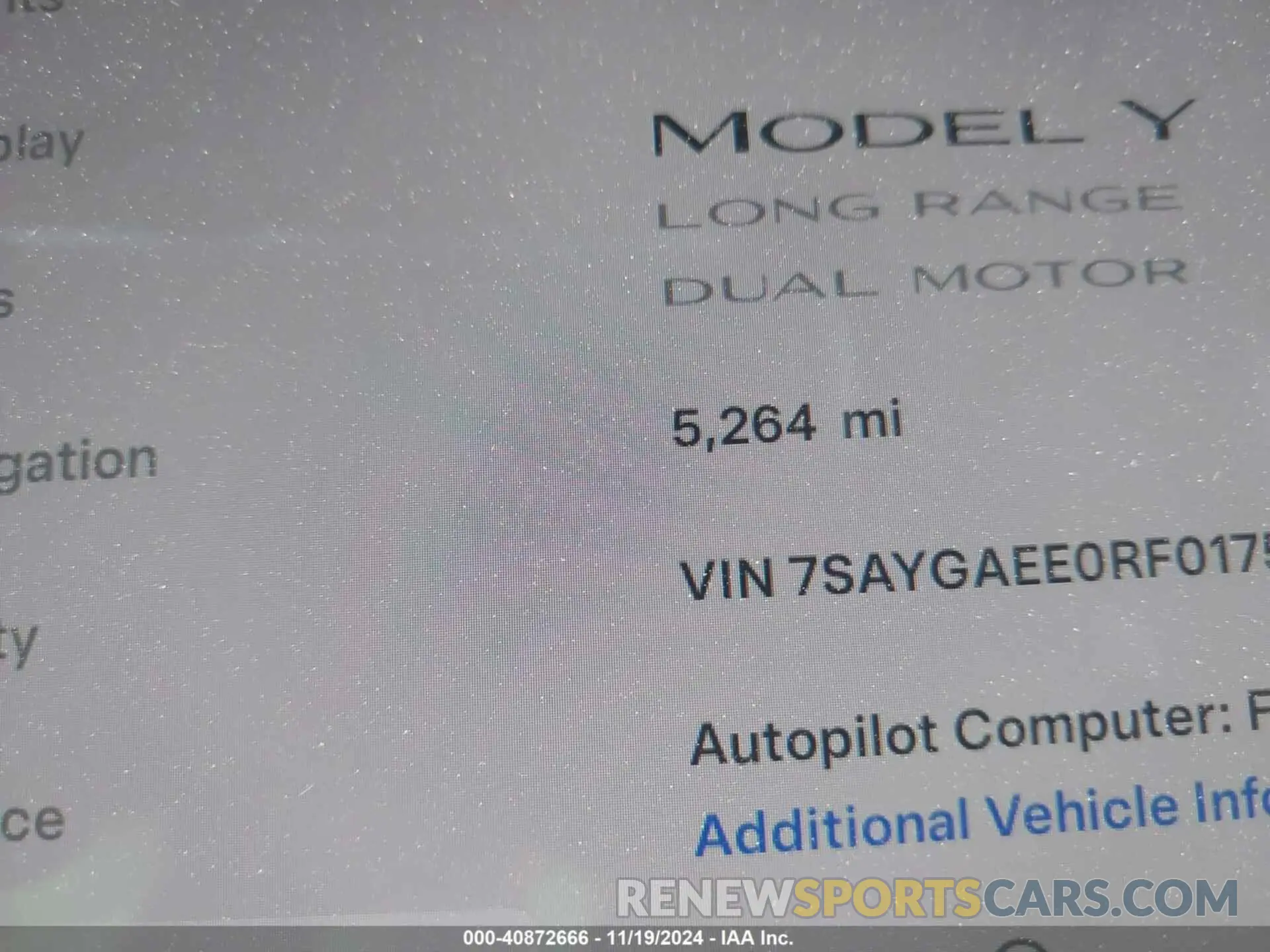 16 fotografías del automóvil dañado 7SAYGAEE0RF017553 TESLA MODEL Y 2024