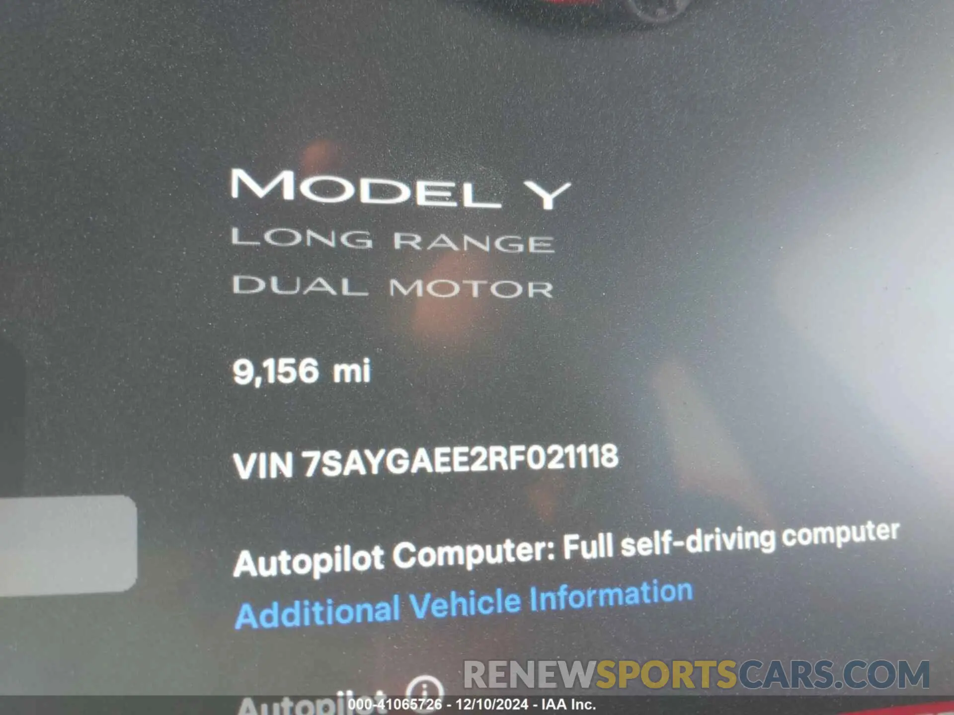 7 fotografías del automóvil dañado 7SAYGAEE2RF021118 TESLA MODEL Y 2024