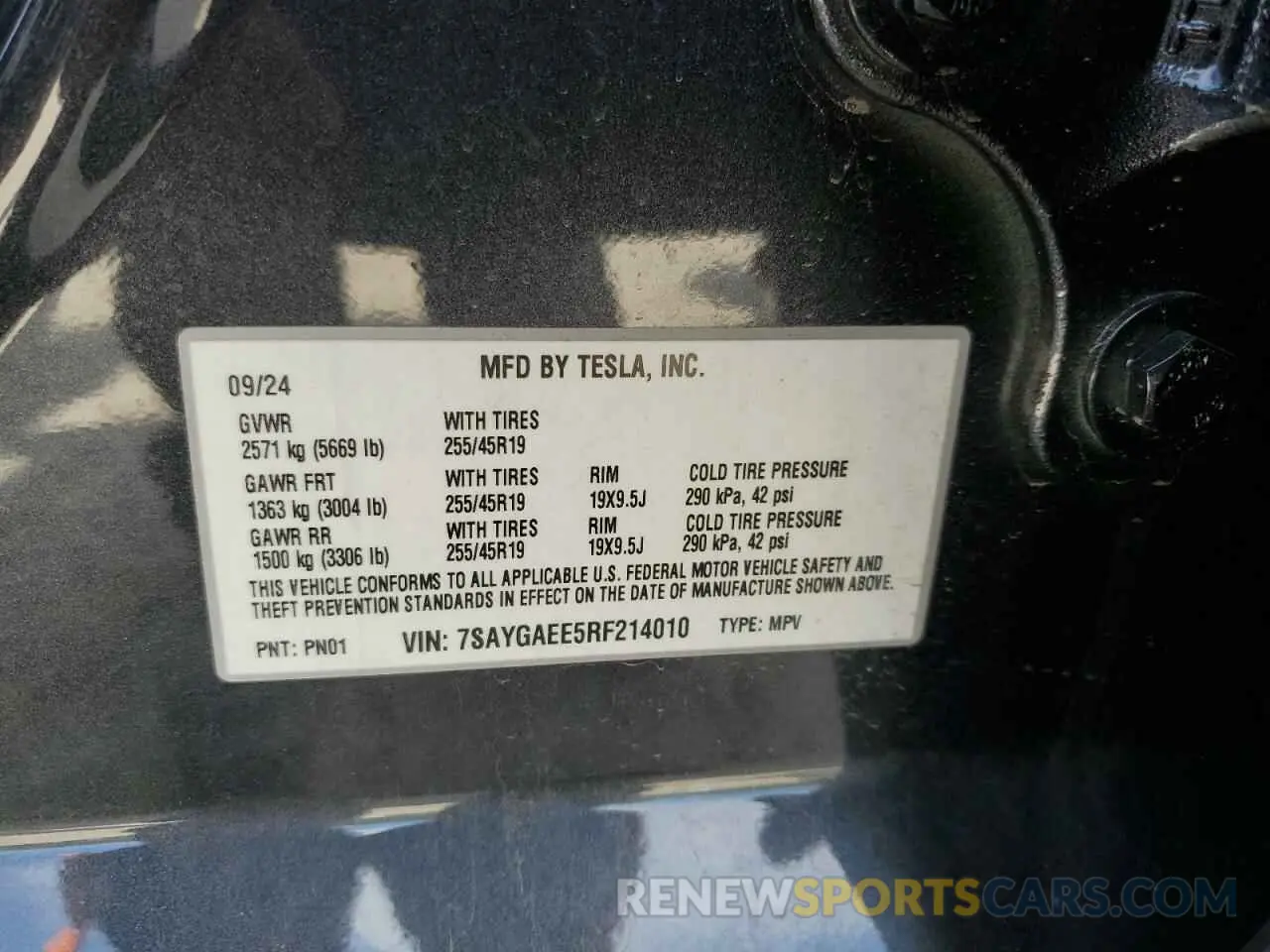 13 fotografías del automóvil dañado 7SAYGAEE5RF214010 TESLA MODEL Y 2024
