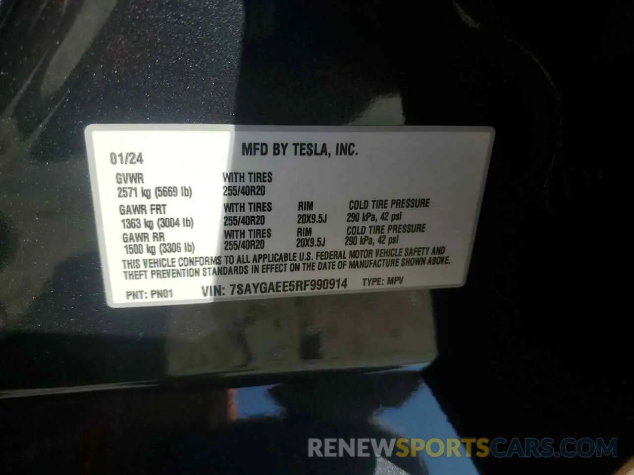 13 fotografías del automóvil dañado 7SAYGAEE5RF990914 TESLA MODEL Y 2024