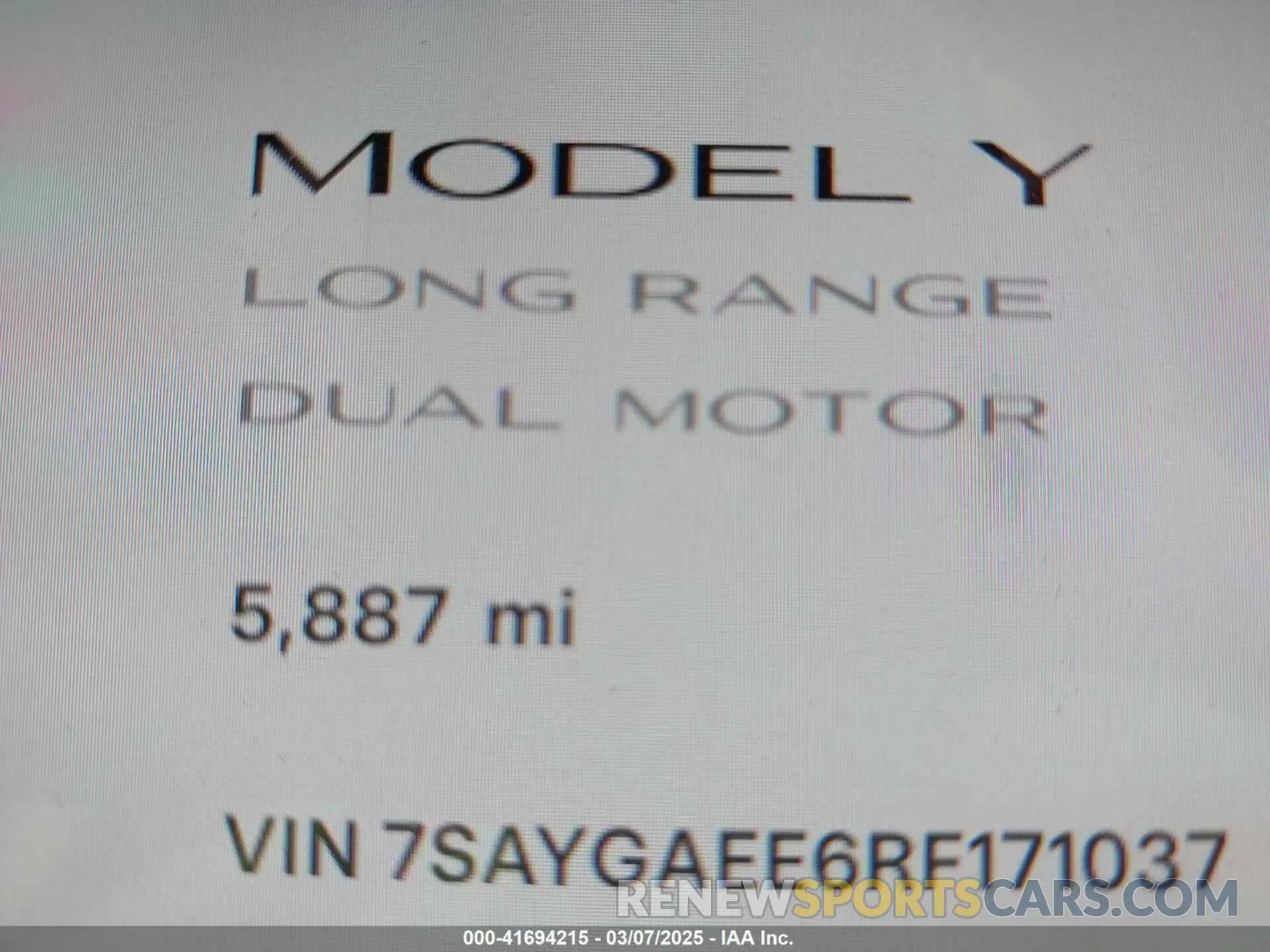 7 fotografías del automóvil dañado 7SAYGAEE6RF171037 TESLA MODEL Y 2024