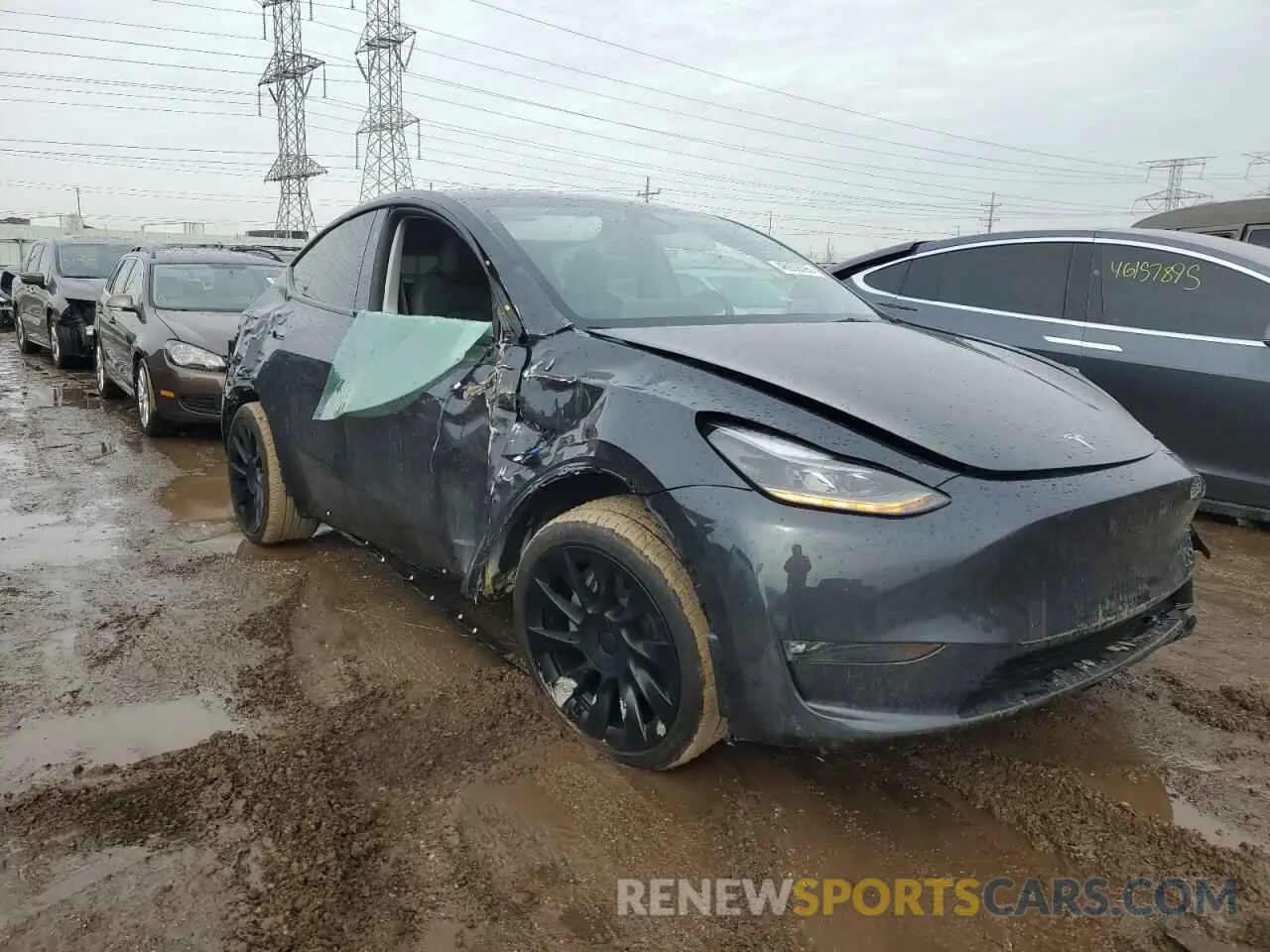 4 fotografías del automóvil dañado 7SAYGAEE7RF043096 TESLA MODEL Y 2024