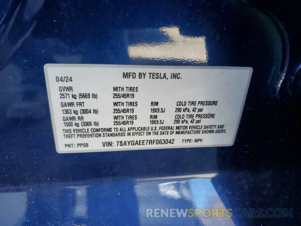 13 fotografías del automóvil dañado 7SAYGAEE7RF063042 TESLA MODEL Y 2024