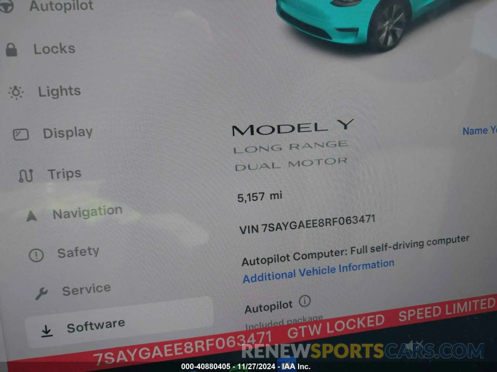 16 fotografías del automóvil dañado 7SAYGAEE8RF063471 TESLA MODEL Y 2024