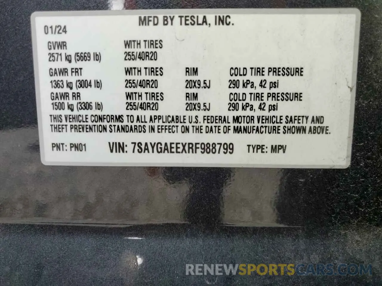 12 fotografías del automóvil dañado 7SAYGAEEXRF988799 TESLA MODEL Y 2024