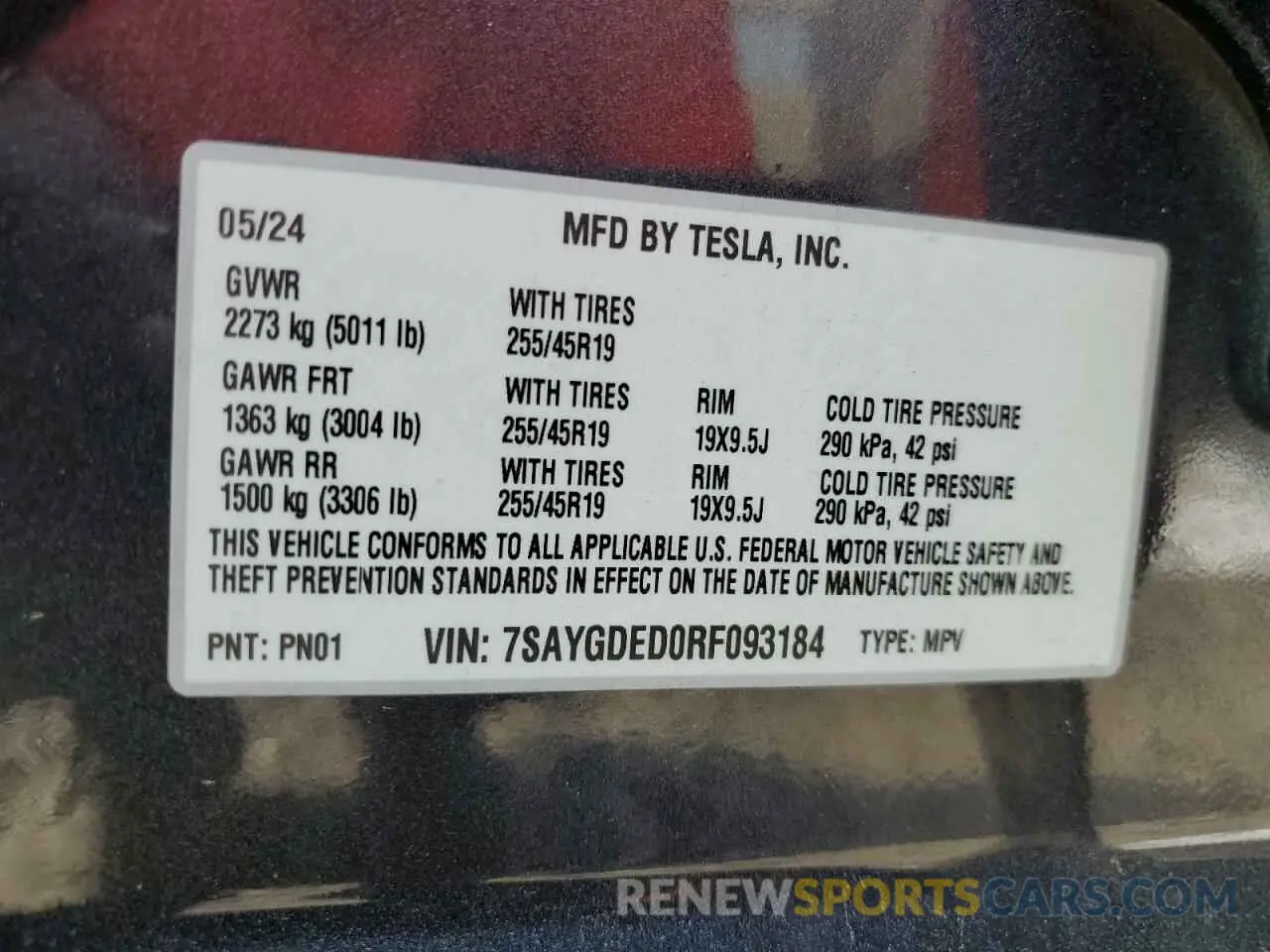 13 fotografías del automóvil dañado 7SAYGDED0RF093184 TESLA MODEL Y 2024