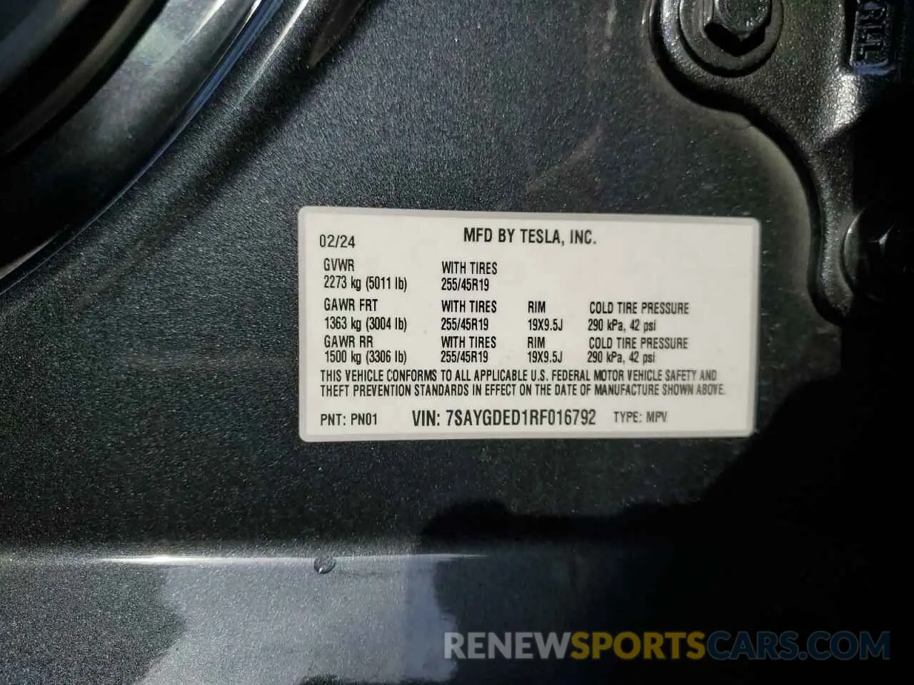 13 fotografías del automóvil dañado 7SAYGDED1RF016792 TESLA MODEL Y 2024