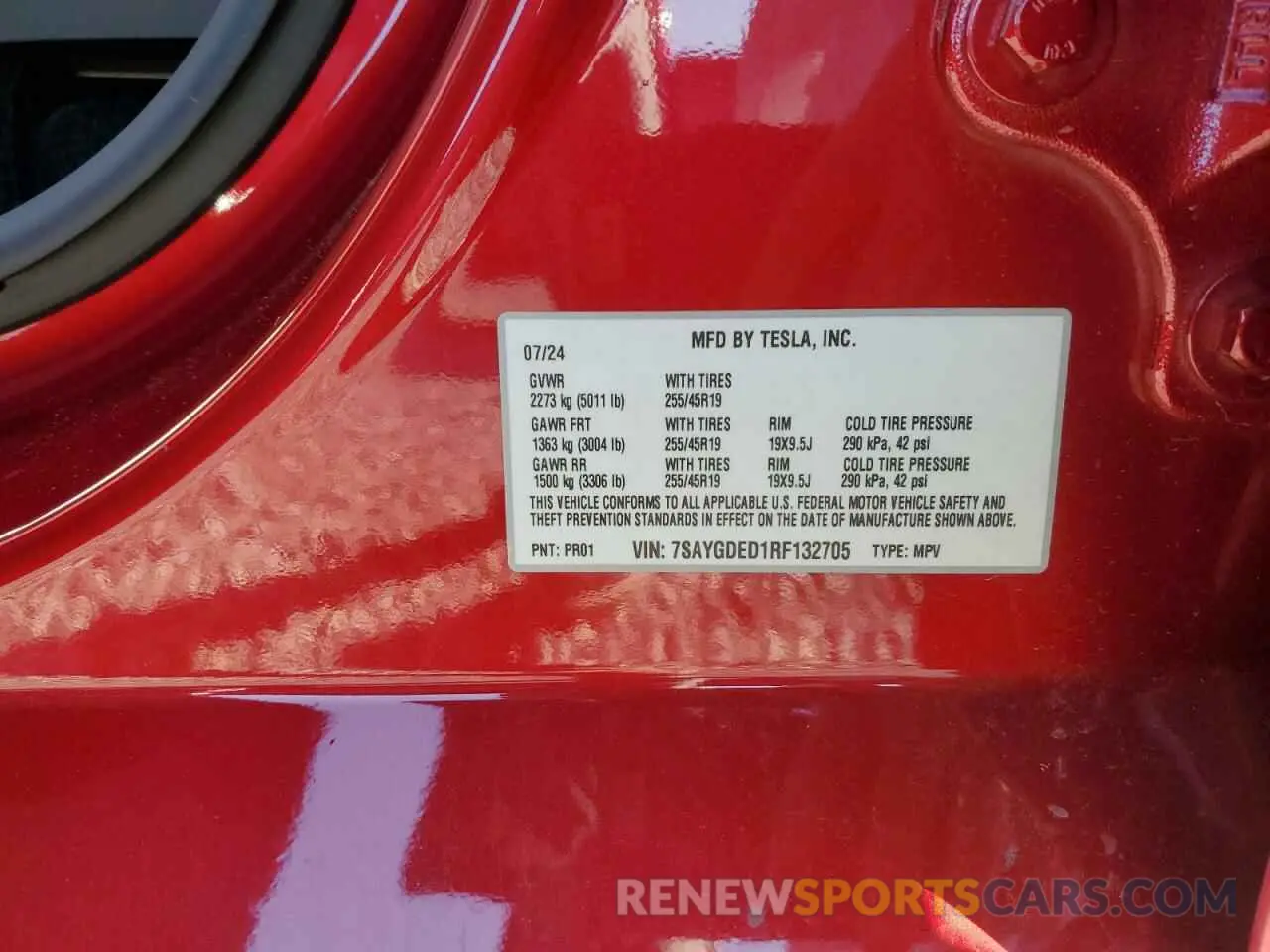 12 fotografías del automóvil dañado 7SAYGDED1RF132705 TESLA MODEL Y 2024