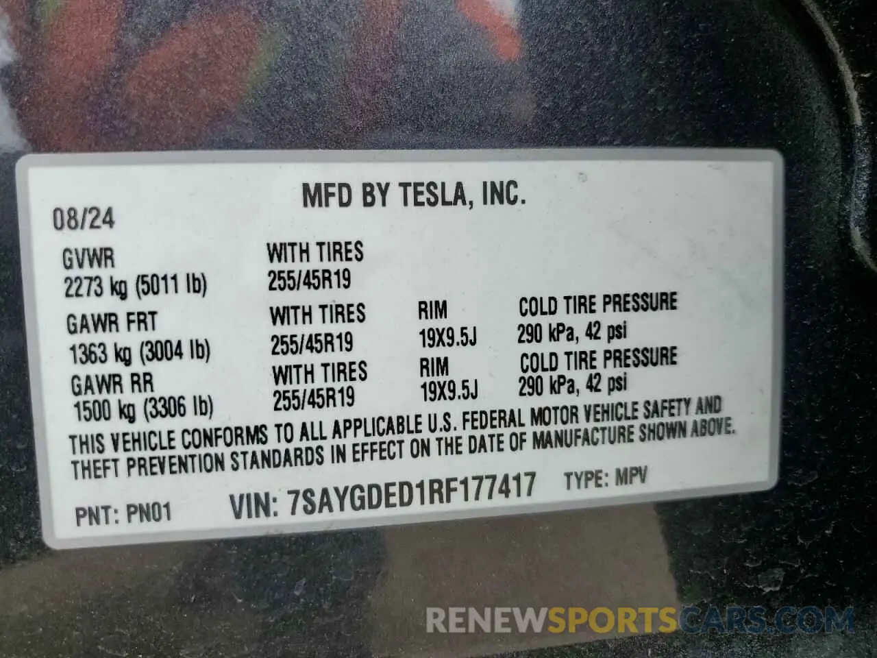 12 fotografías del automóvil dañado 7SAYGDED1RF177417 TESLA MODEL Y 2024