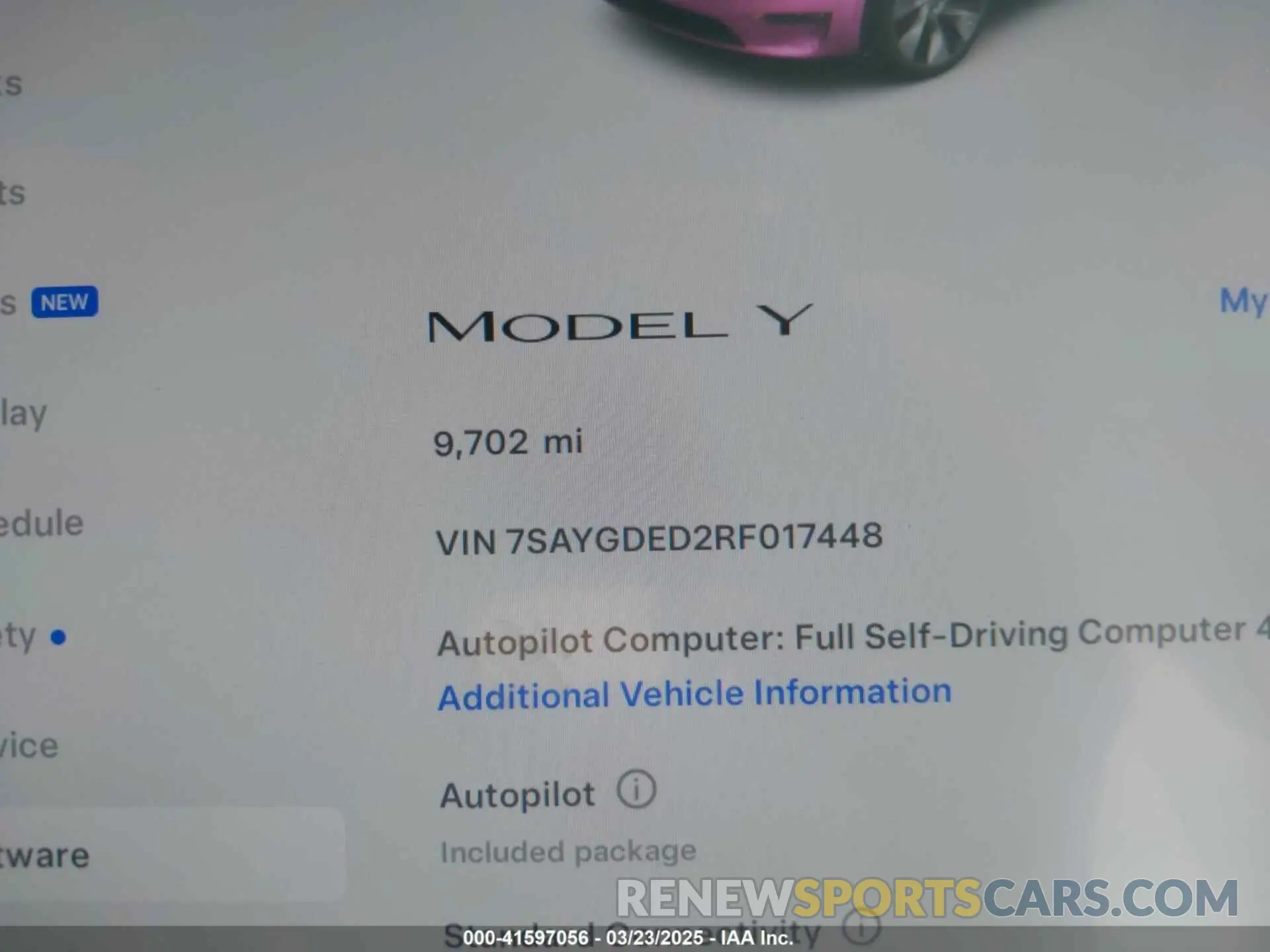 15 fotografías del automóvil dañado 7SAYGDED2RF017448 TESLA MODEL Y 2024