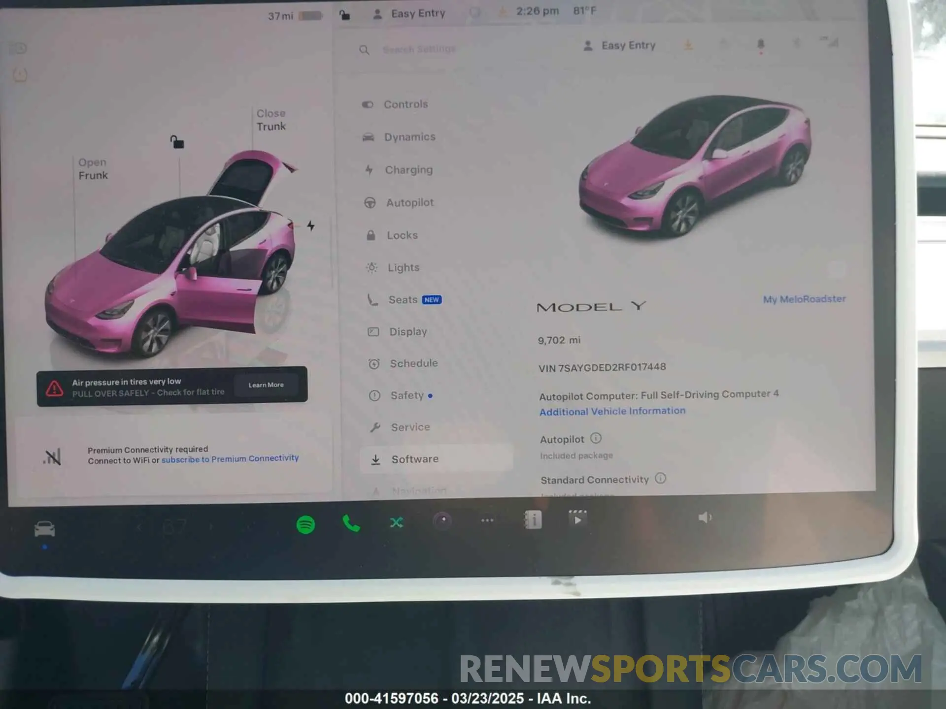 7 fotografías del automóvil dañado 7SAYGDED2RF017448 TESLA MODEL Y 2024