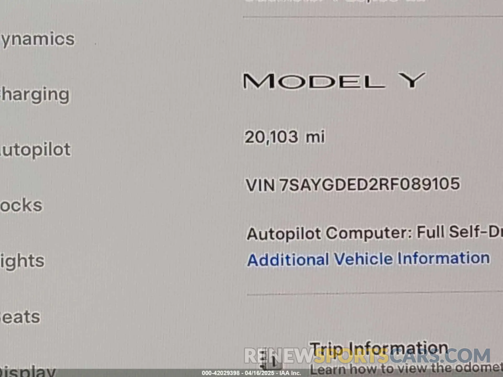 16 fotografías del automóvil dañado 7SAYGDED2RF089105 TESLA MODEL Y 2024