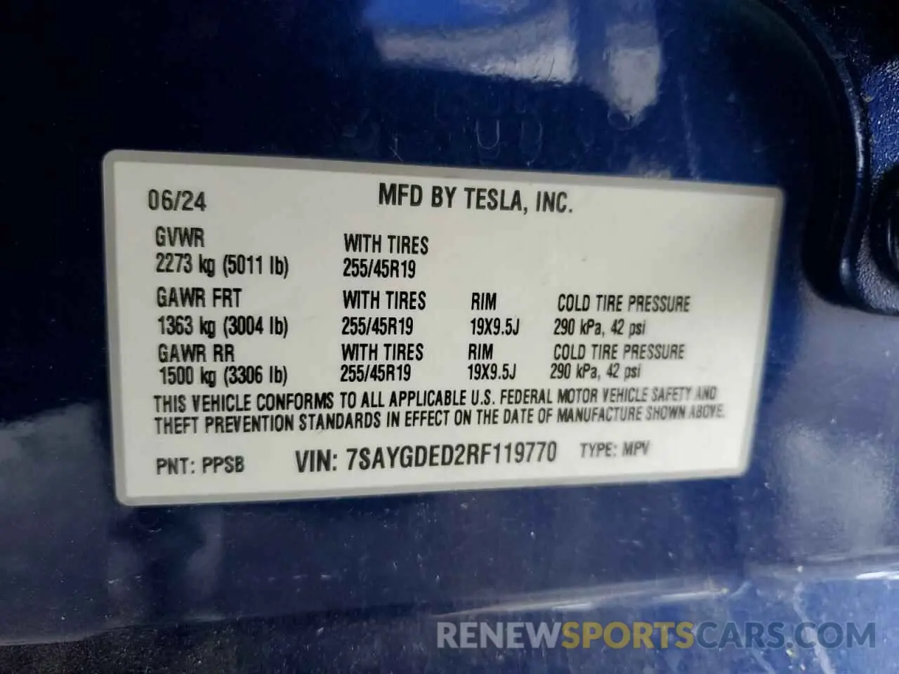 13 fotografías del automóvil dañado 7SAYGDED2RF119770 TESLA MODEL Y 2024