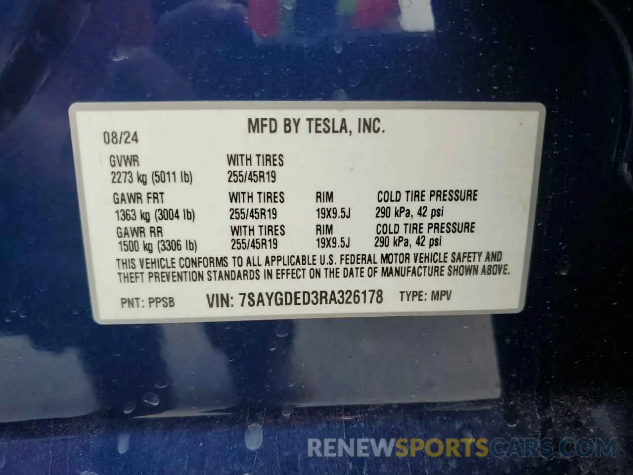 12 fotografías del automóvil dañado 7SAYGDED3RA326178 TESLA MODEL Y 2024