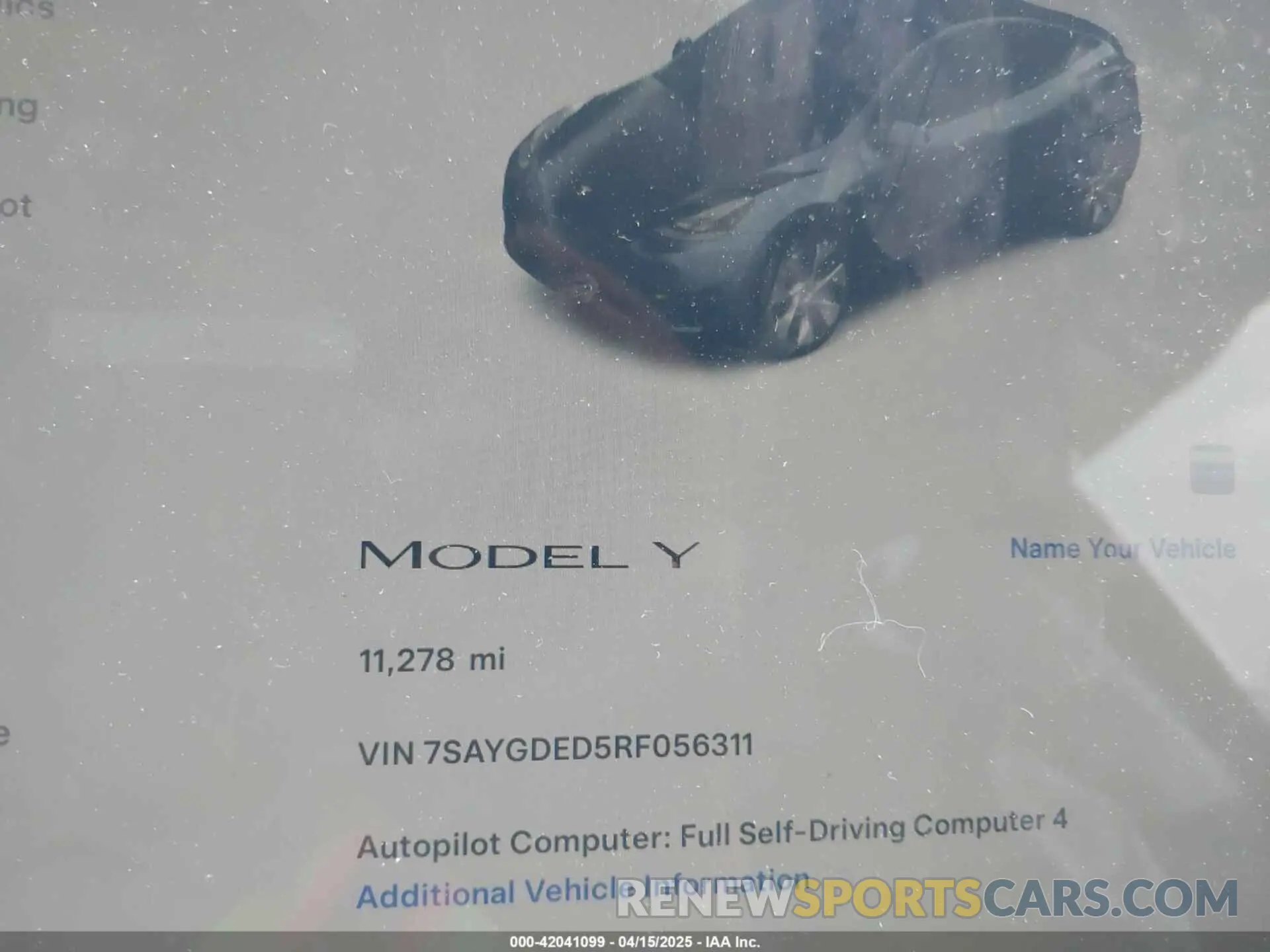 7 fotografías del automóvil dañado 7SAYGDED5RF056311 TESLA MODEL Y 2024