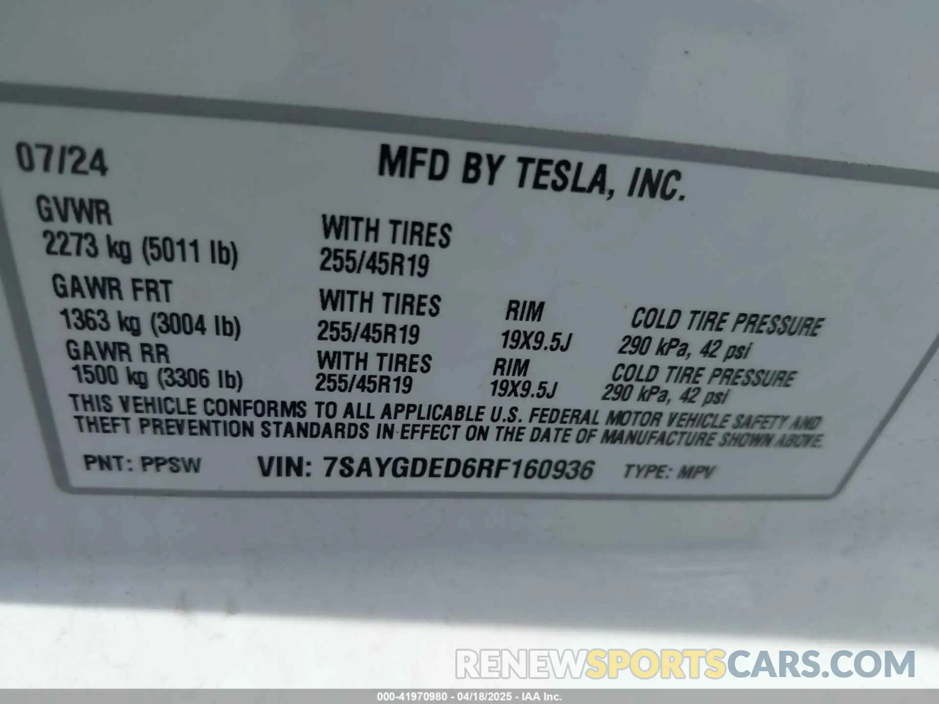 9 fotografías del automóvil dañado 7SAYGDED6RF160936 TESLA MODEL Y 2024