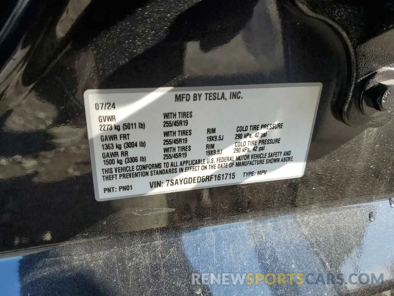 14 fotografías del automóvil dañado 7SAYGDED6RF161715 TESLA MODEL Y 2024
