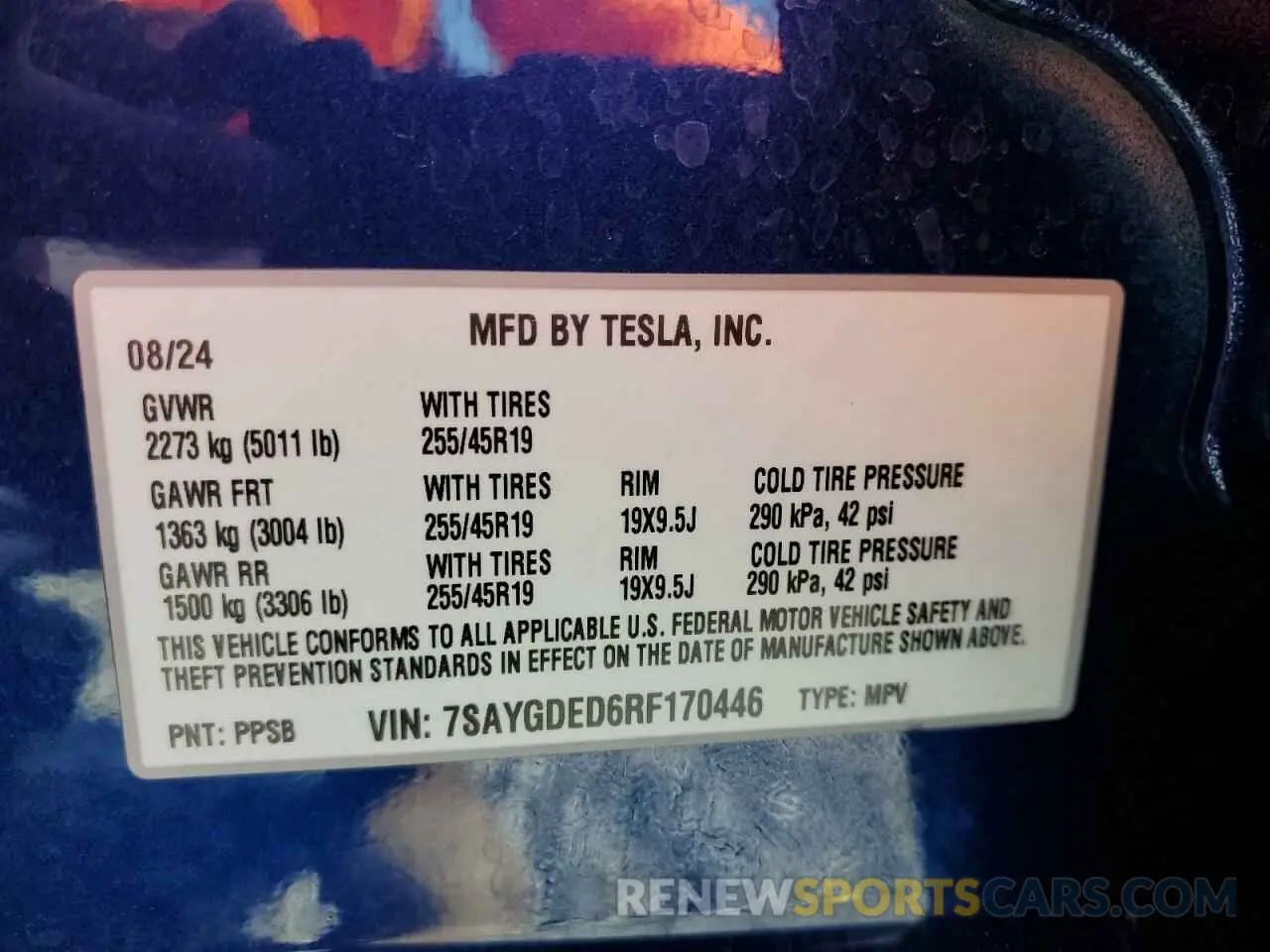 14 fotografías del automóvil dañado 7SAYGDED6RF170446 TESLA MODEL Y 2024