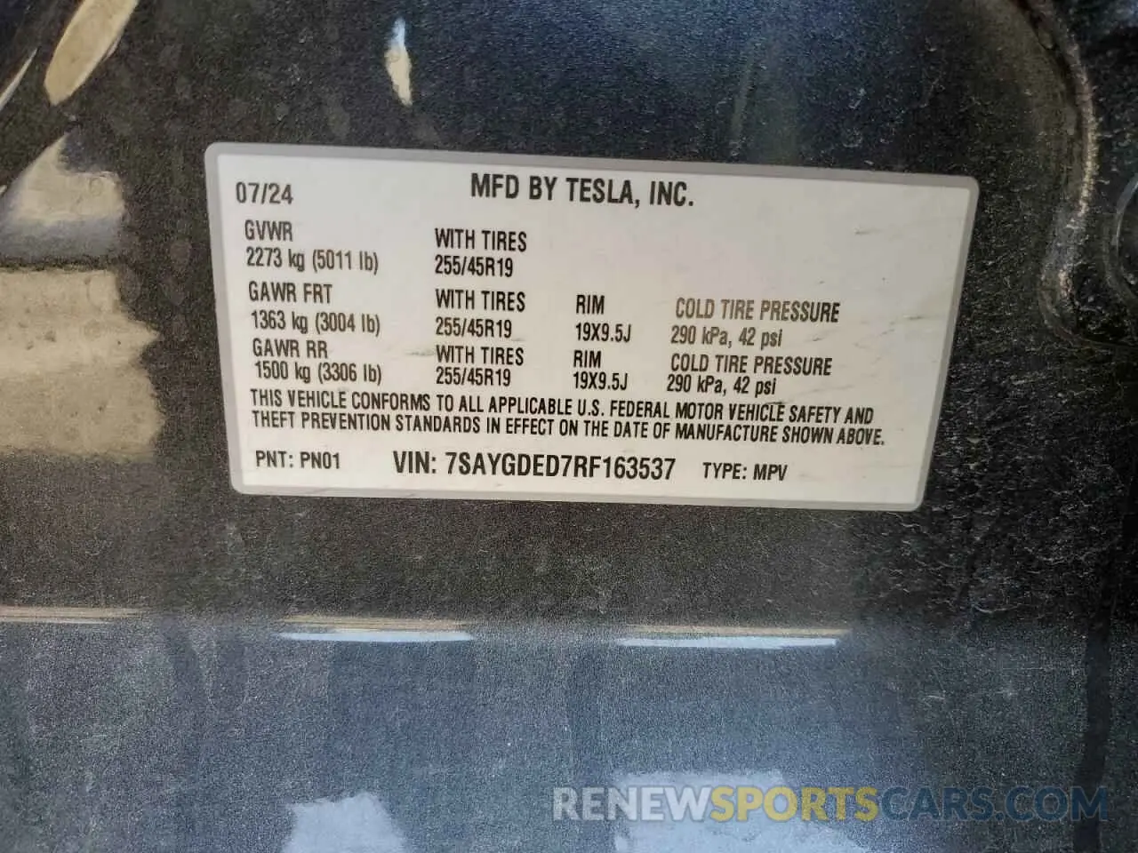 14 fotografías del automóvil dañado 7SAYGDED7RF163537 TESLA MODEL Y 2024