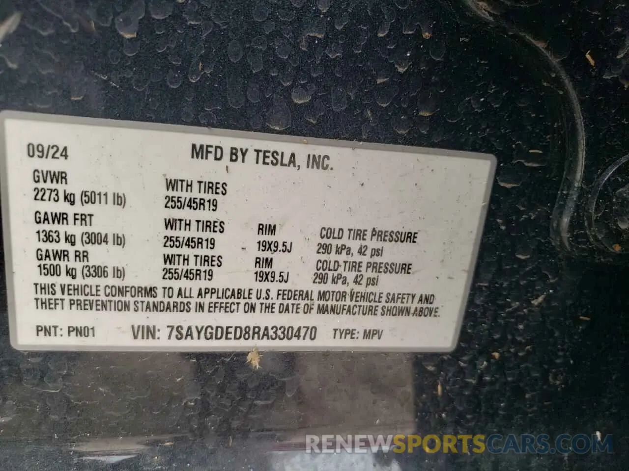 12 fotografías del automóvil dañado 7SAYGDED8RA330470 TESLA MODEL Y 2024