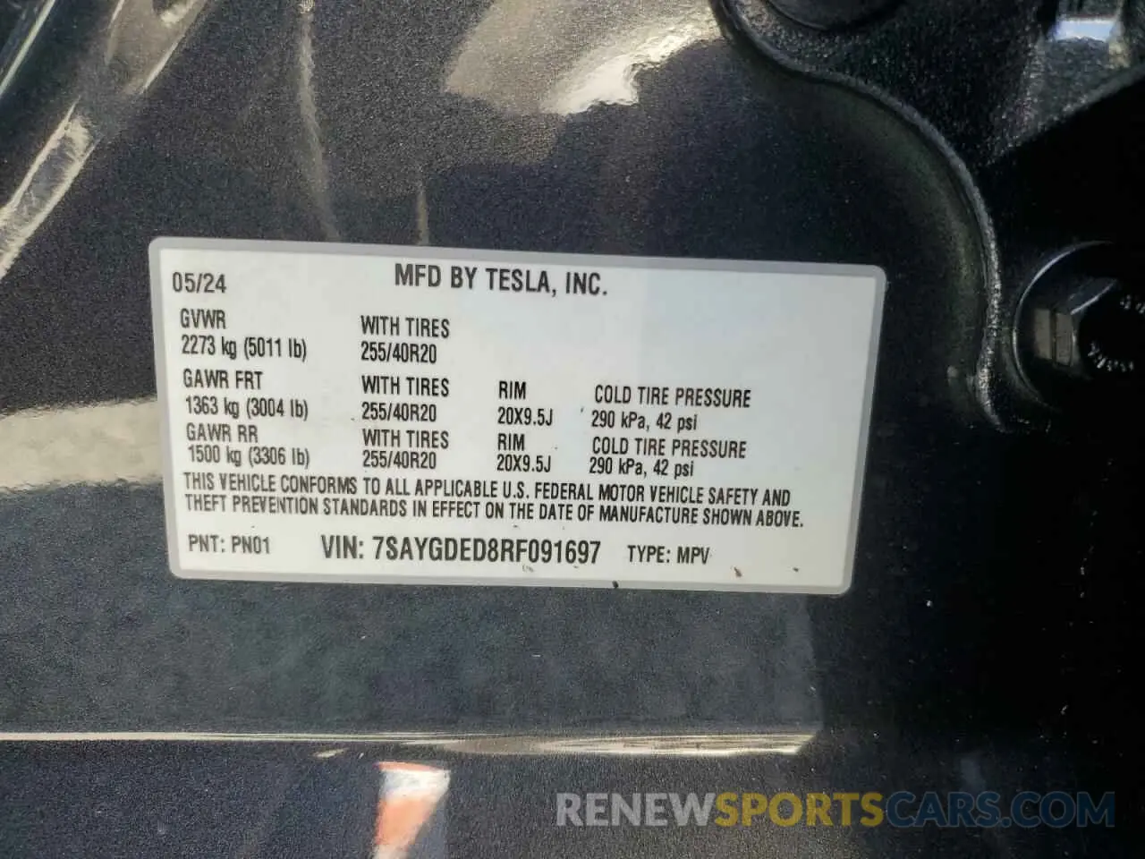 13 fotografías del automóvil dañado 7SAYGDED8RF091697 TESLA MODEL Y 2024
