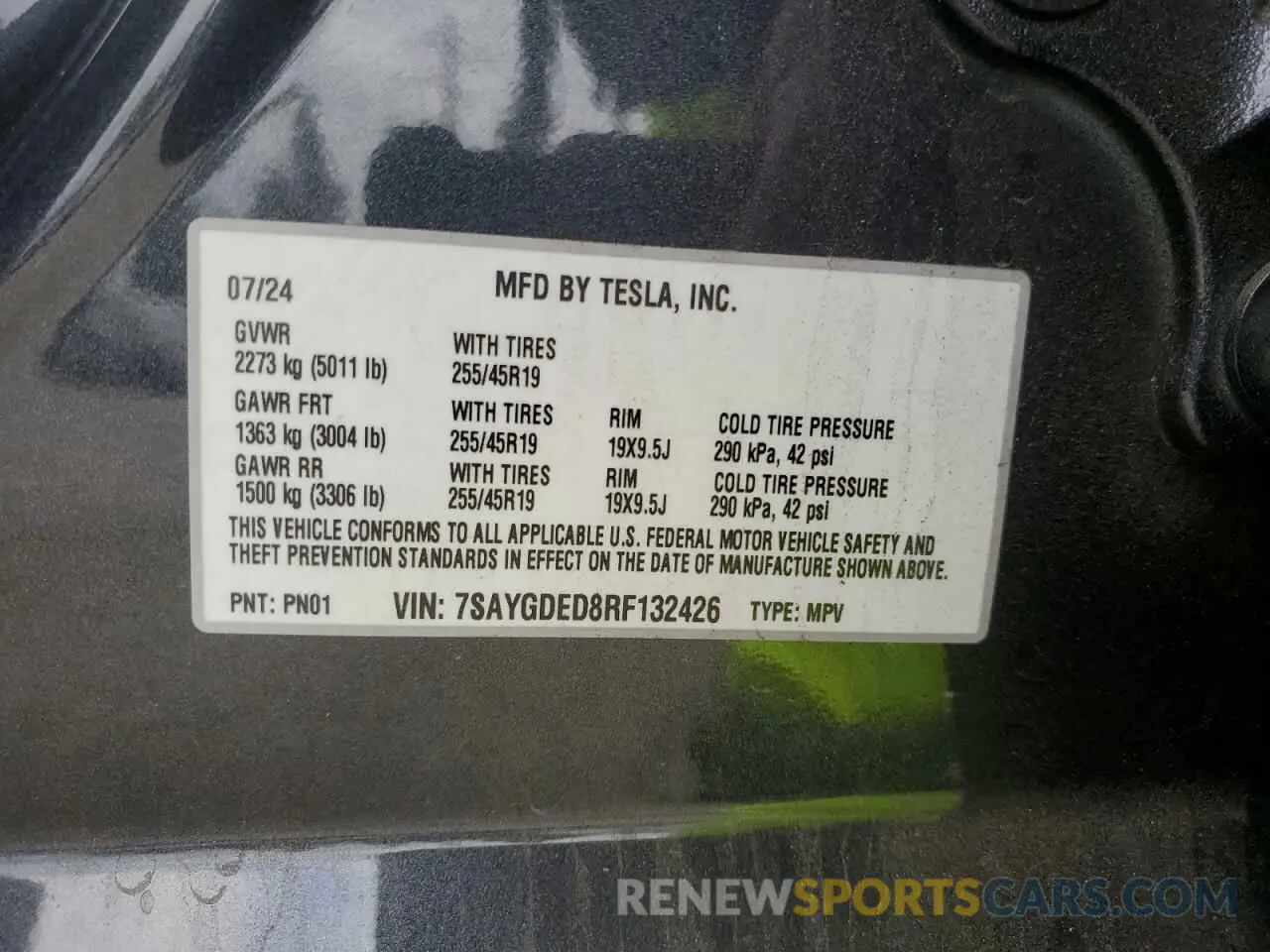 16 fotografías del automóvil dañado 7SAYGDED8RF132426 TESLA MODEL Y 2024