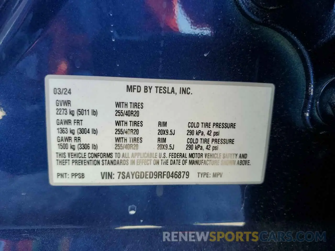 16 fotografías del automóvil dañado 7SAYGDED9RF046879 TESLA MODEL Y 2024