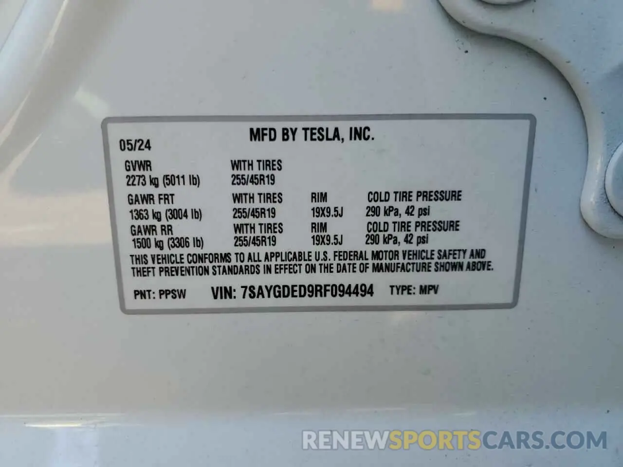 12 fotografías del automóvil dañado 7SAYGDED9RF094494 TESLA MODEL Y 2024