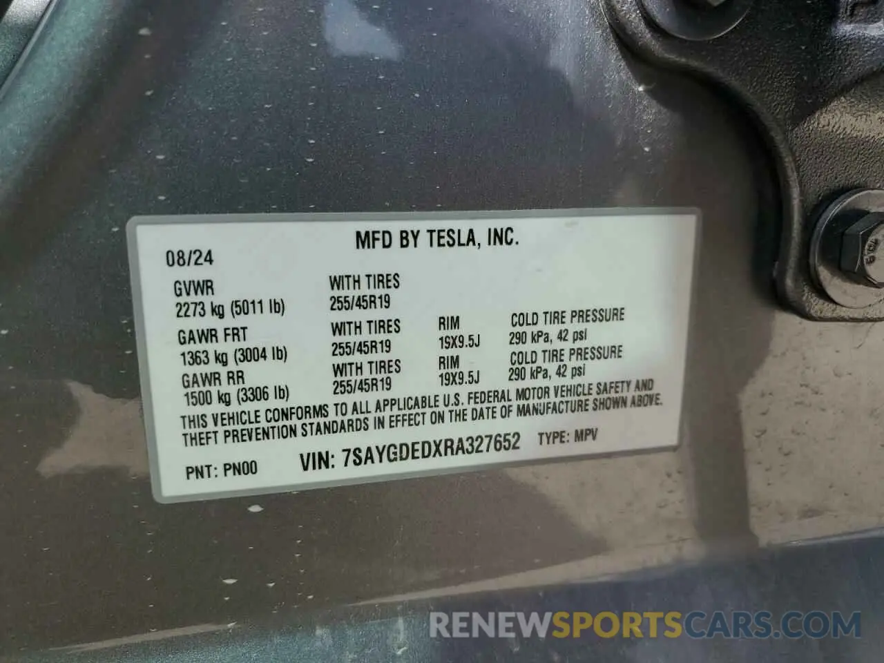 14 fotografías del automóvil dañado 7SAYGDEDXRA327652 TESLA MODEL Y 2024