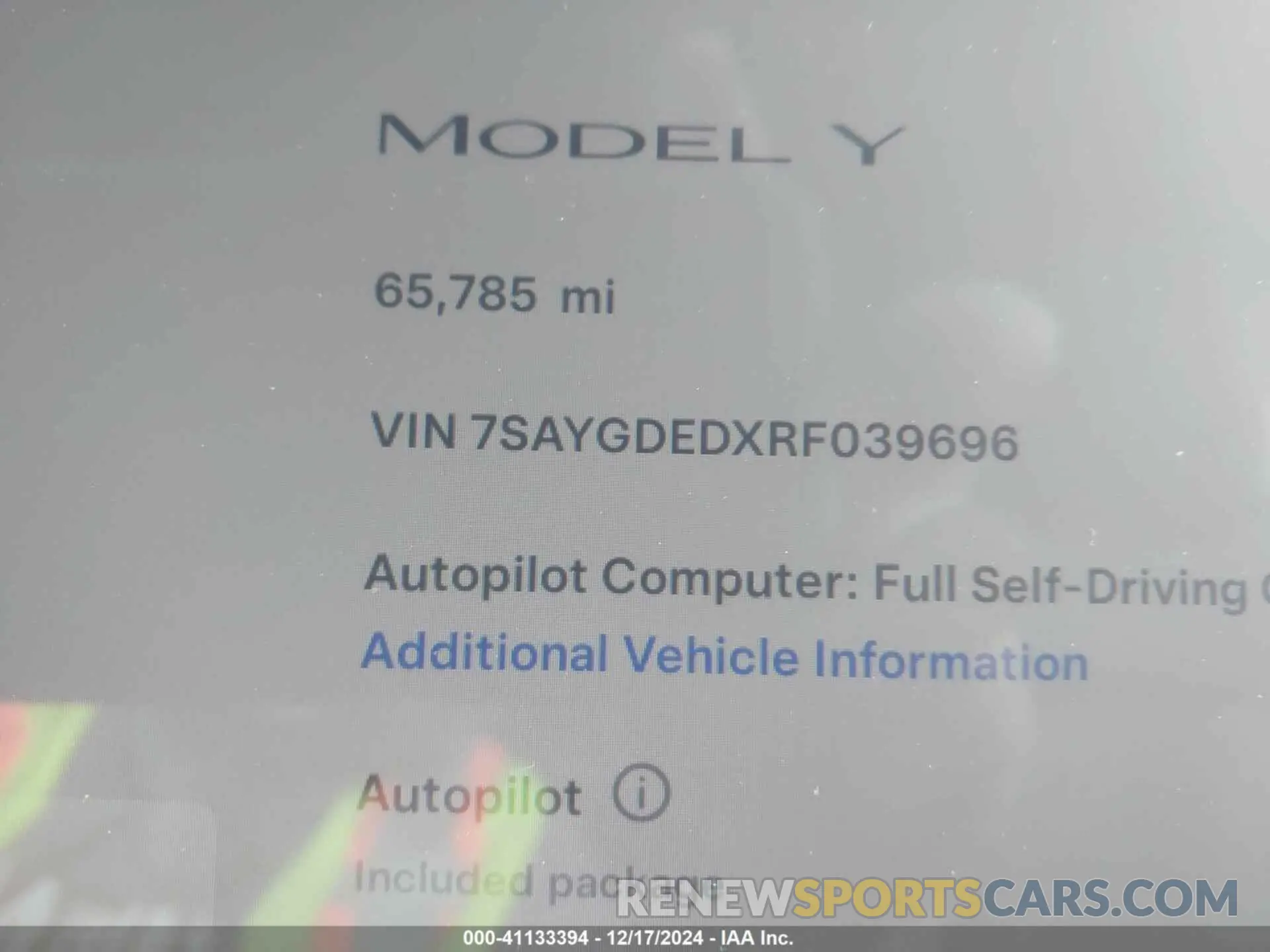 15 fotografías del automóvil dañado 7SAYGDEDXRF039696 TESLA MODEL Y 2024