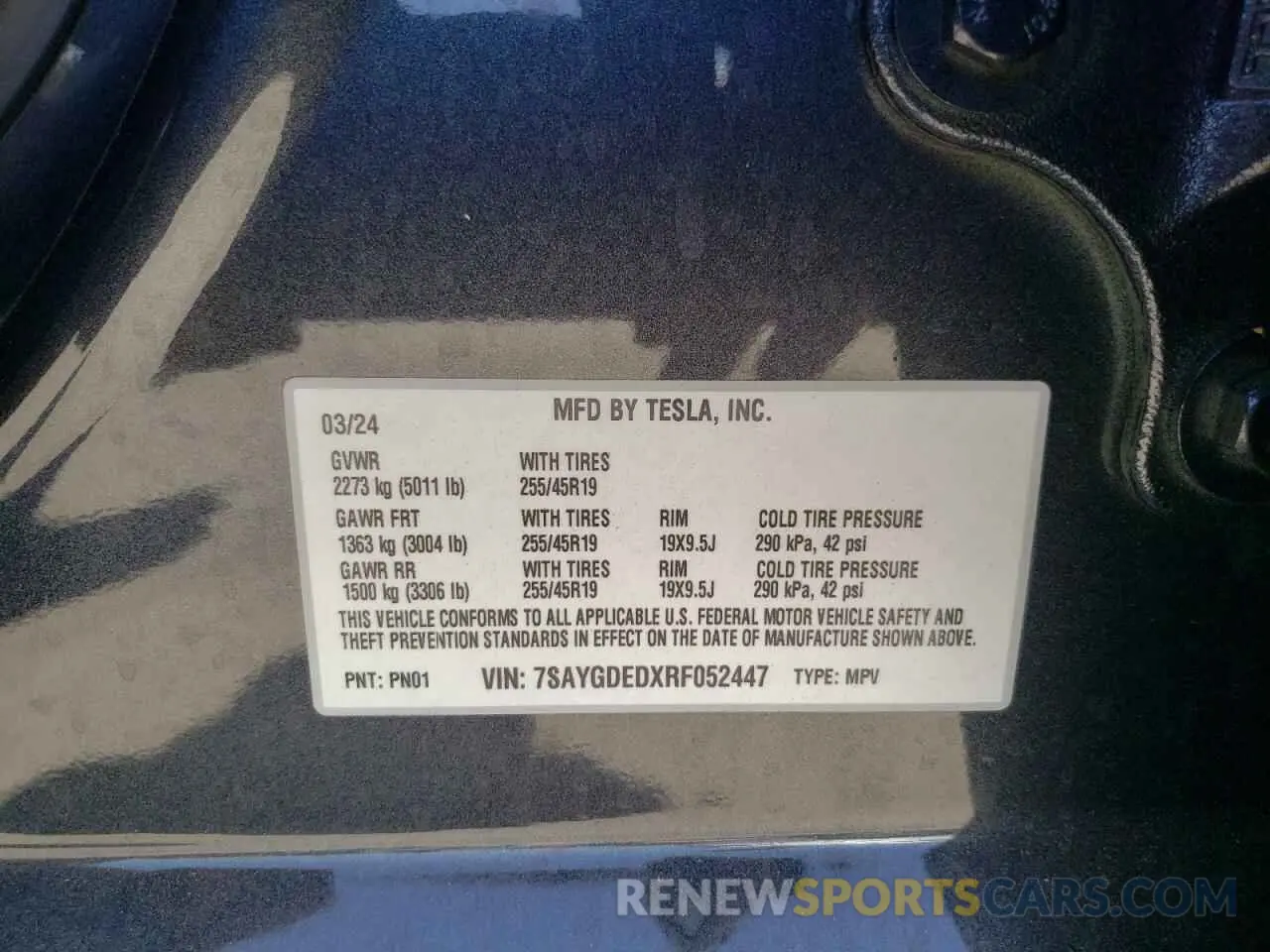 13 fotografías del automóvil dañado 7SAYGDEDXRF052447 TESLA MODEL Y 2024
