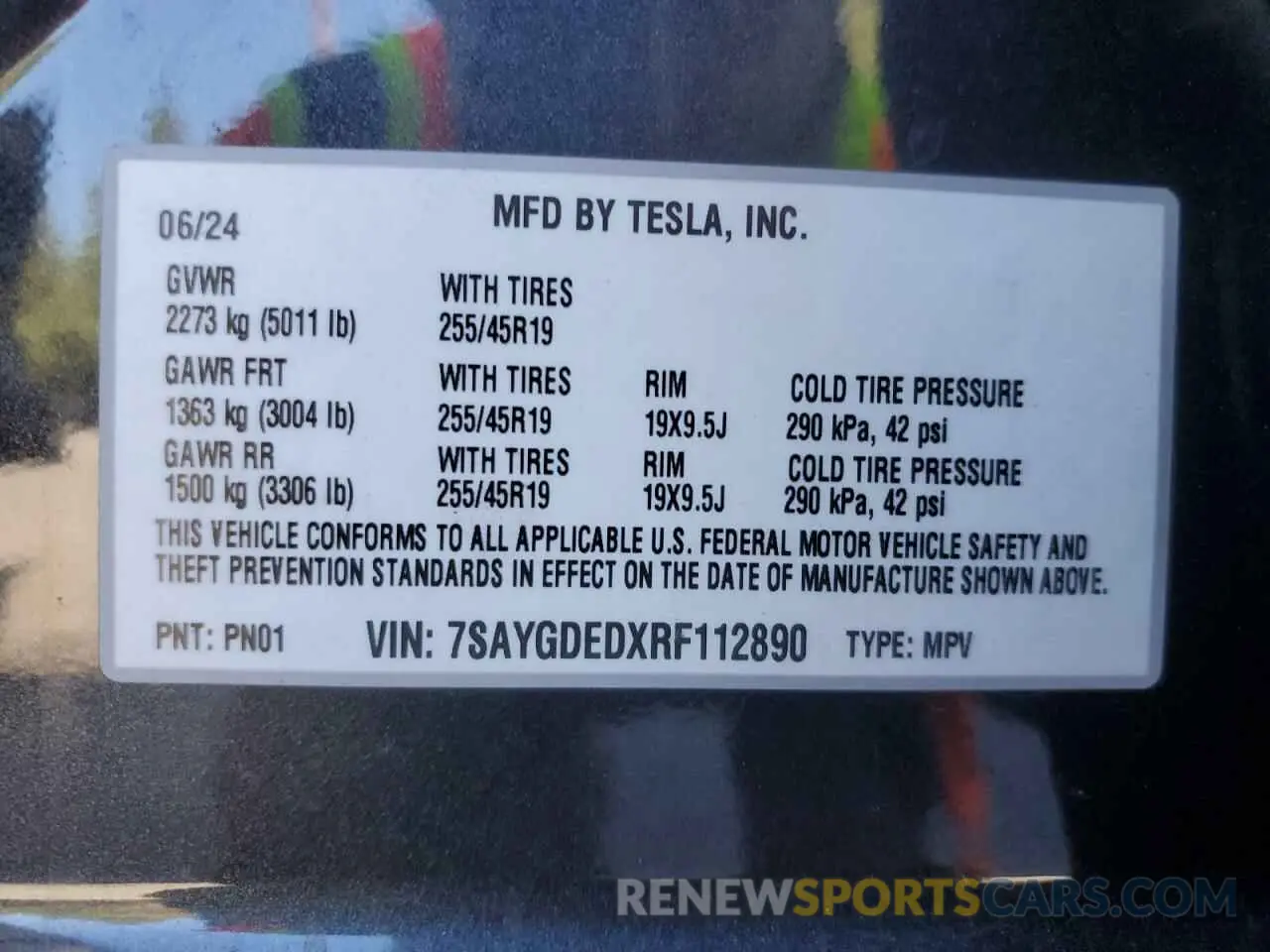 12 fotografías del automóvil dañado 7SAYGDEDXRF112890 TESLA MODEL Y 2024